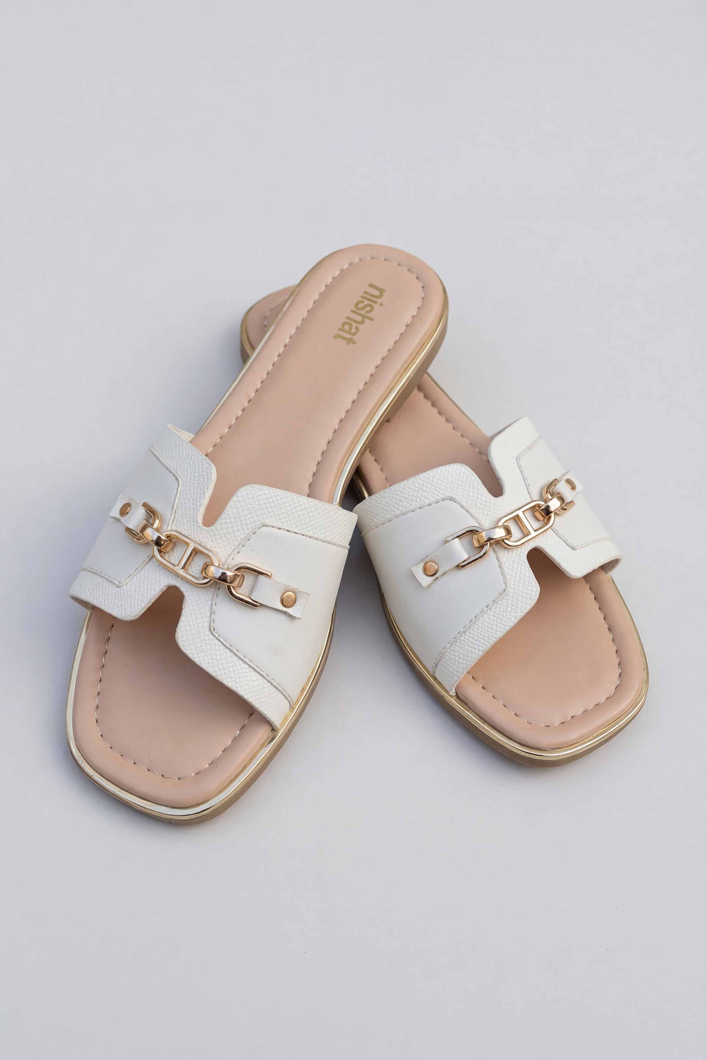 Off White Chappal-445382907 for Women - Fashion Collection | Nishat | Shop Online