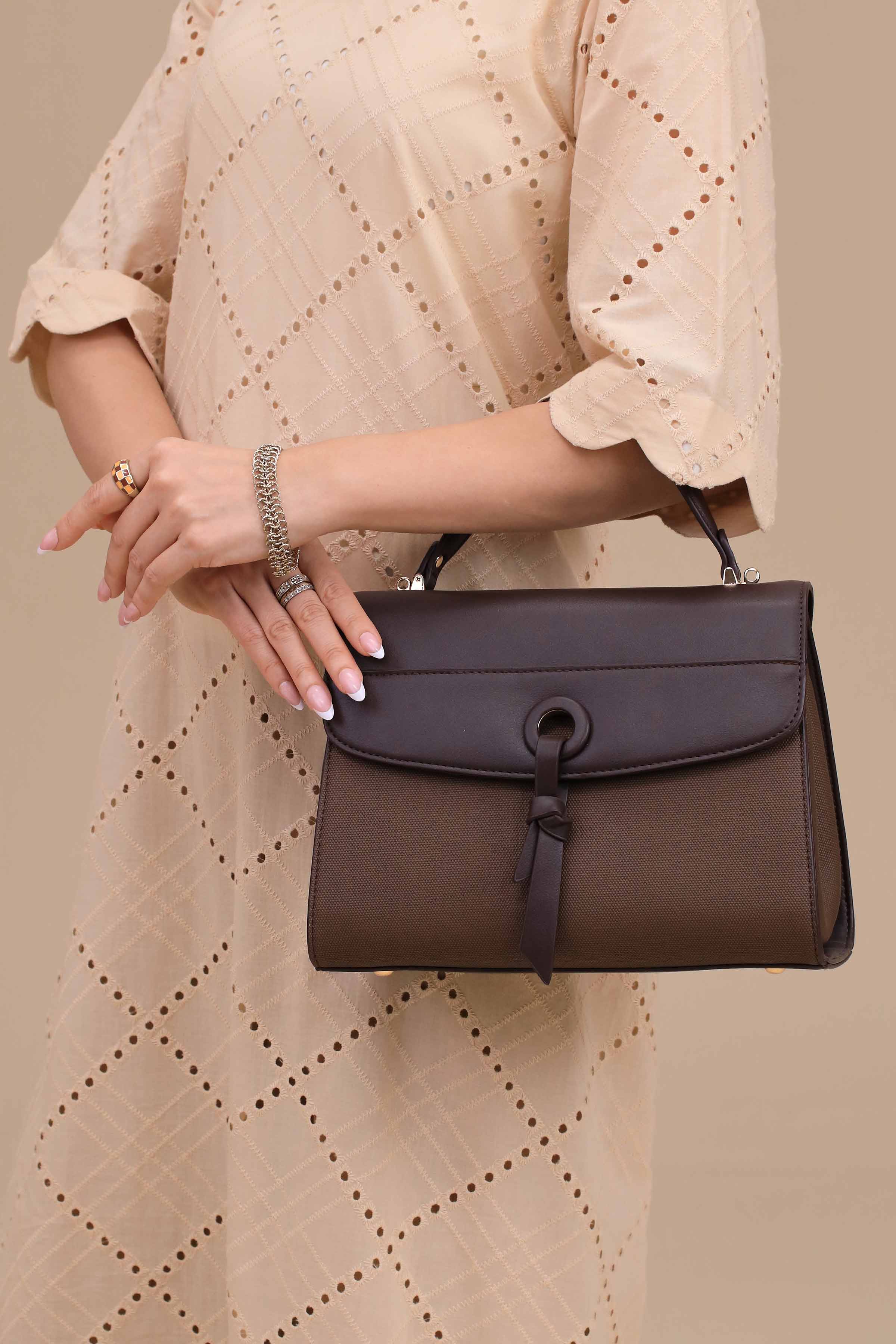 Coffee Shoulder Bag-445512117-for Women - Bag Winter Collection | Nishat | Shop Online