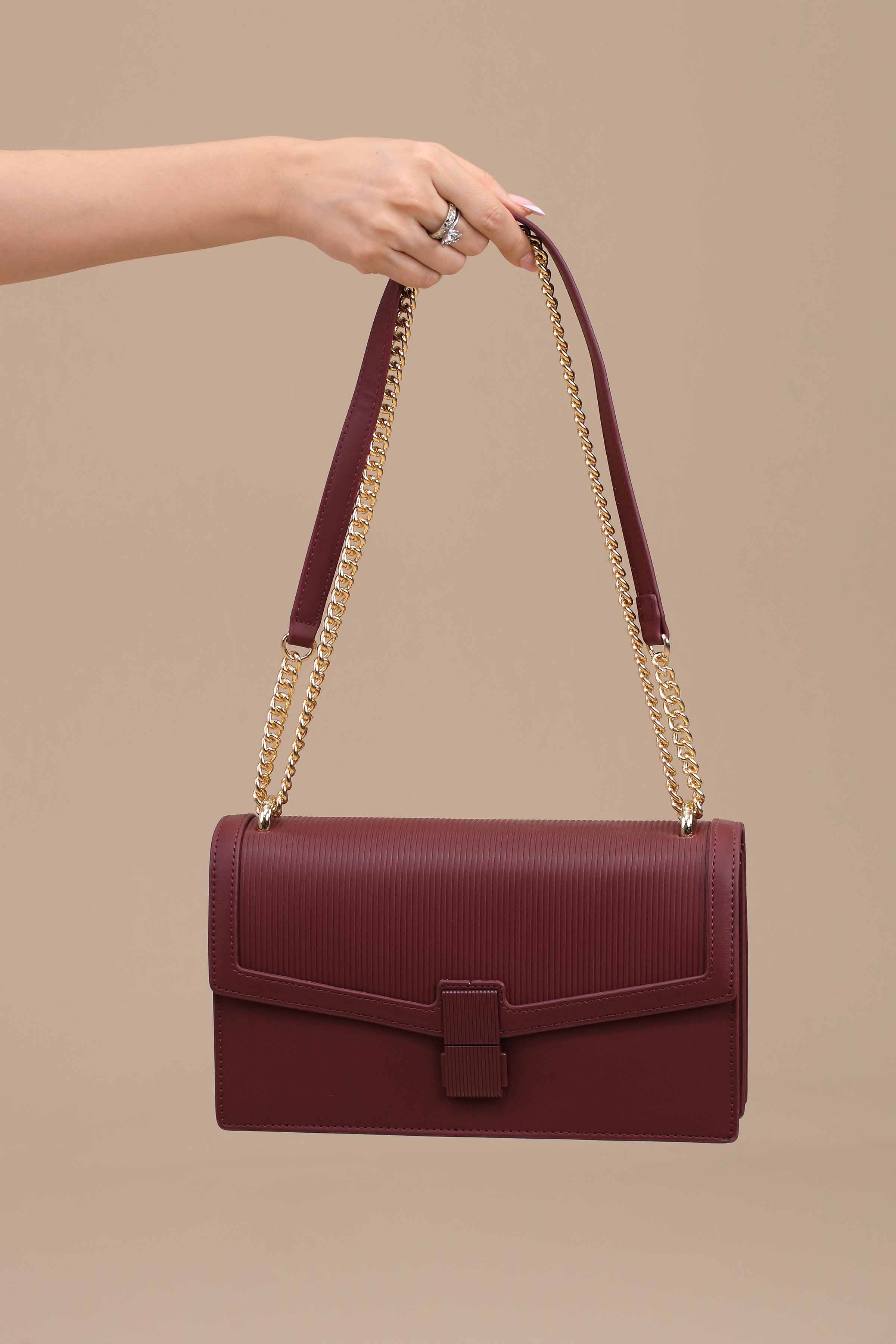 Wine Red Shoulder Bag-445642101-for Women - Bag Winter Collection | Nishat | Shop Online