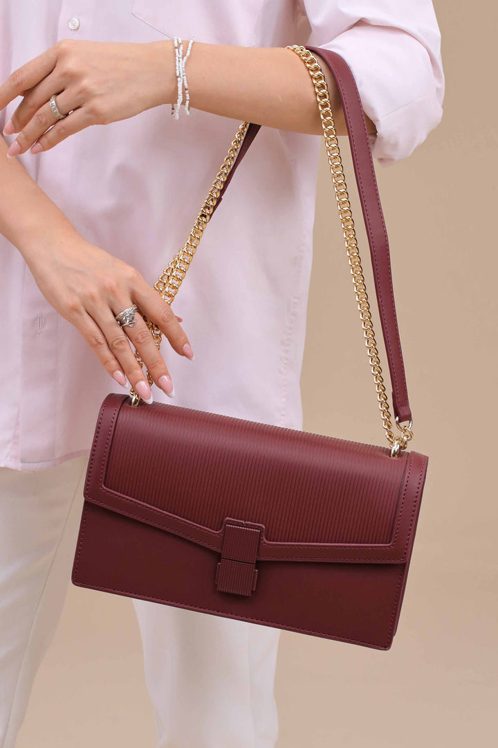 Wine Red Shoulder Bag-445642101-for Women - Bag Winter Collection | Nishat | Shop Online