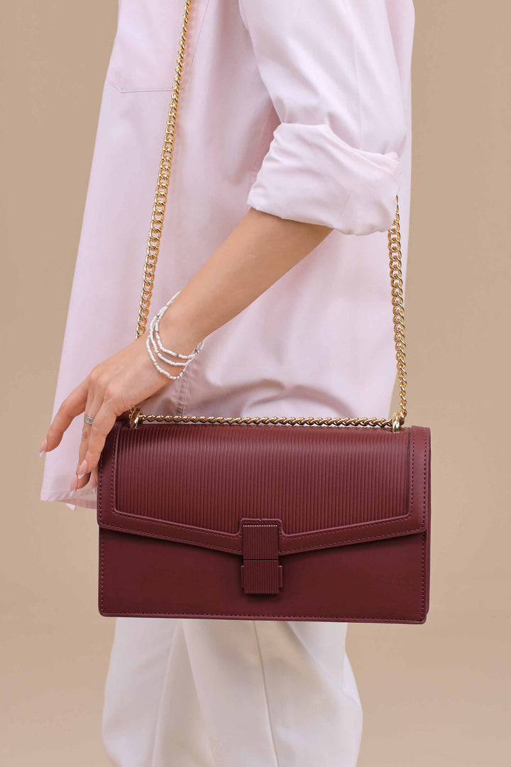 Wine Red Shoulder Bag-445642101-for Women - Bag Winter Collection | Nishat | Shop Online