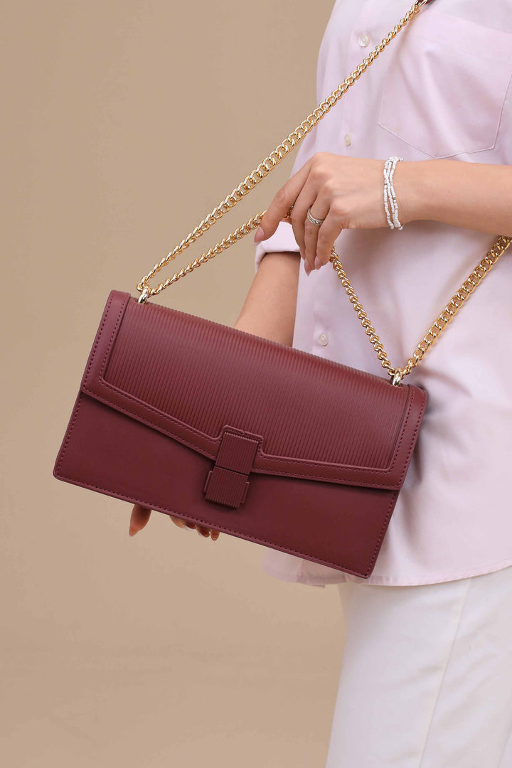 Wine Red Shoulder Bag-445642101-for Women - Bag Winter Collection | Nishat | Shop Online