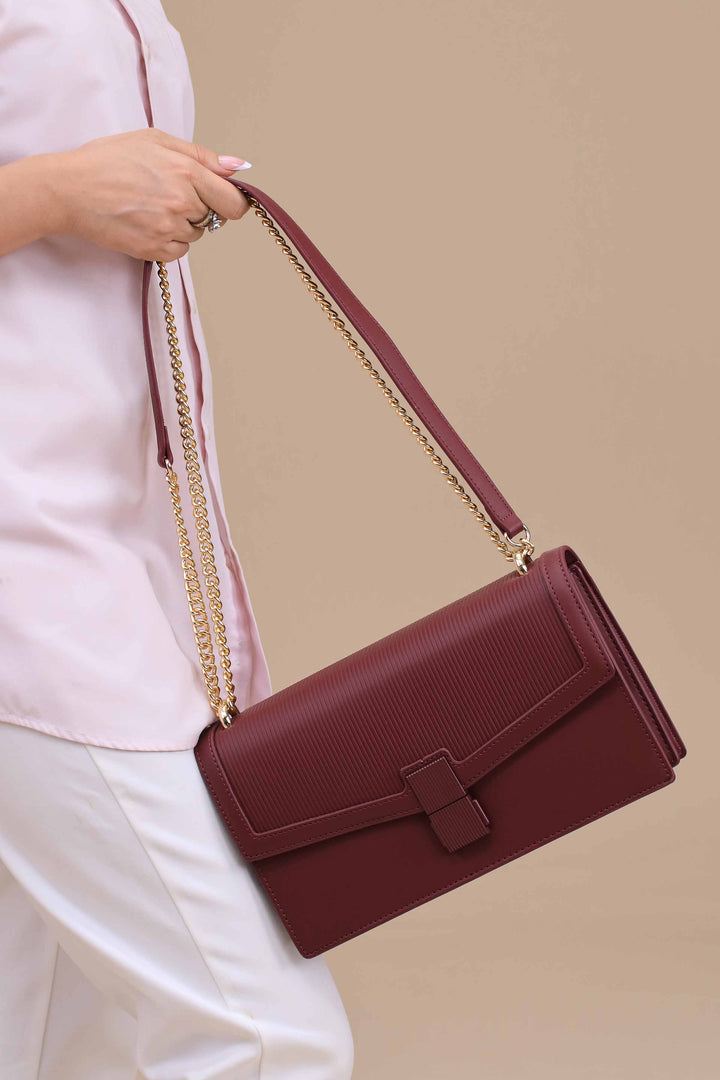 Wine Red Shoulder Bag-445642101-for Women - Bag Winter Collection | Nishat | Shop Online