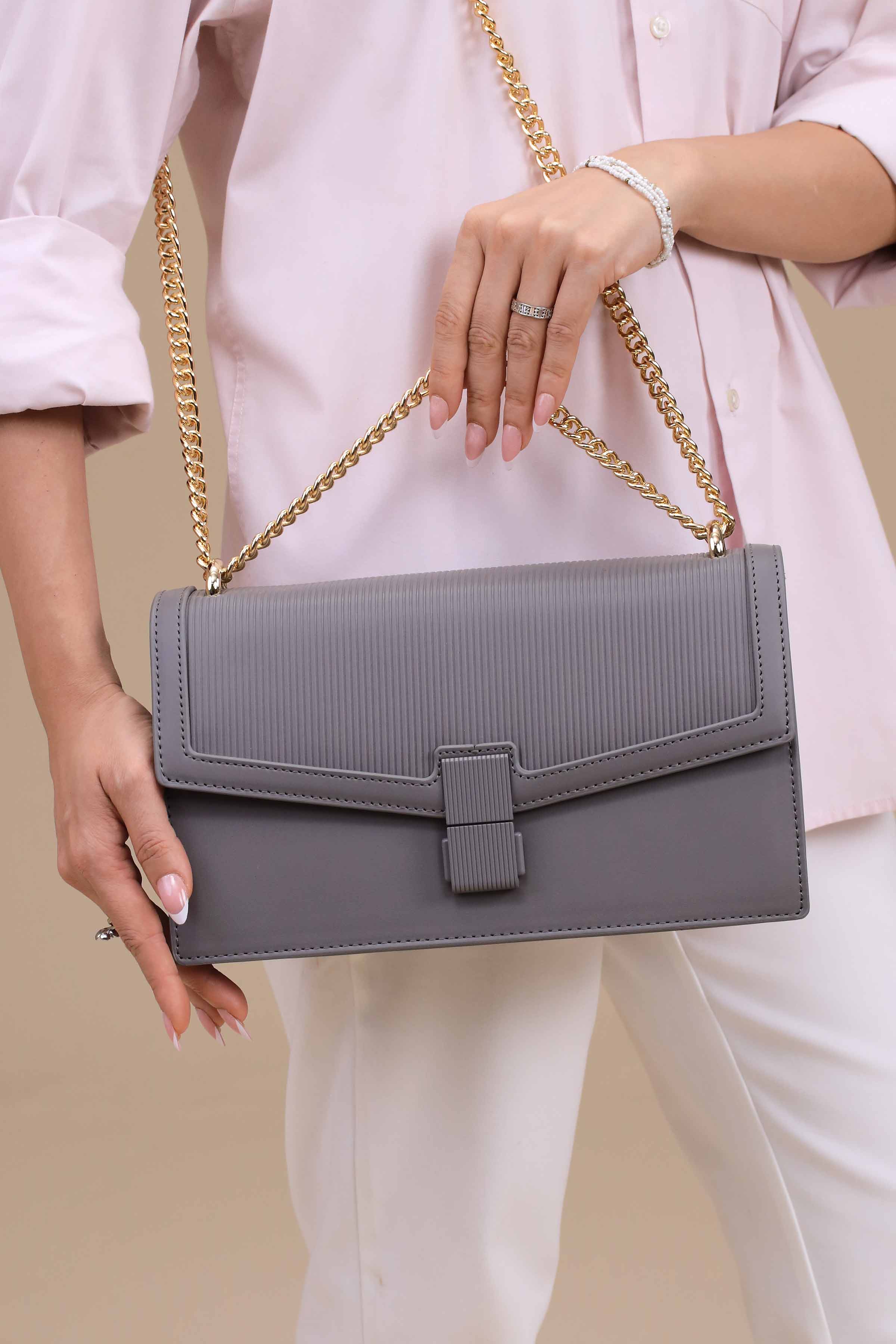 Grey Shoulder Bag-445642111-for Women - Bag Winter Collection | Nishat | Shop Online