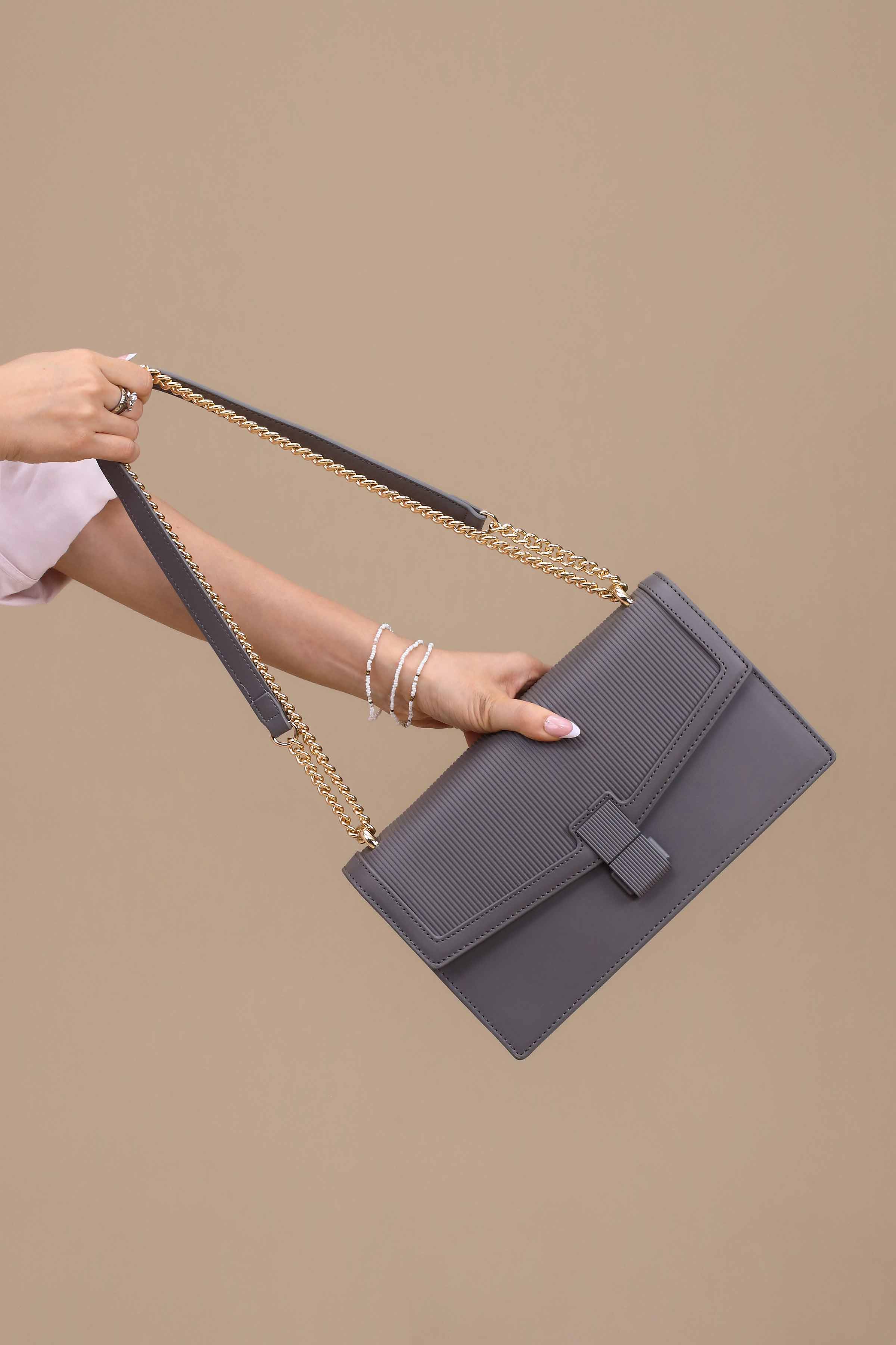 Grey Shoulder Bag-445642111-for Women - Bag Winter Collection | Nishat | Shop Online