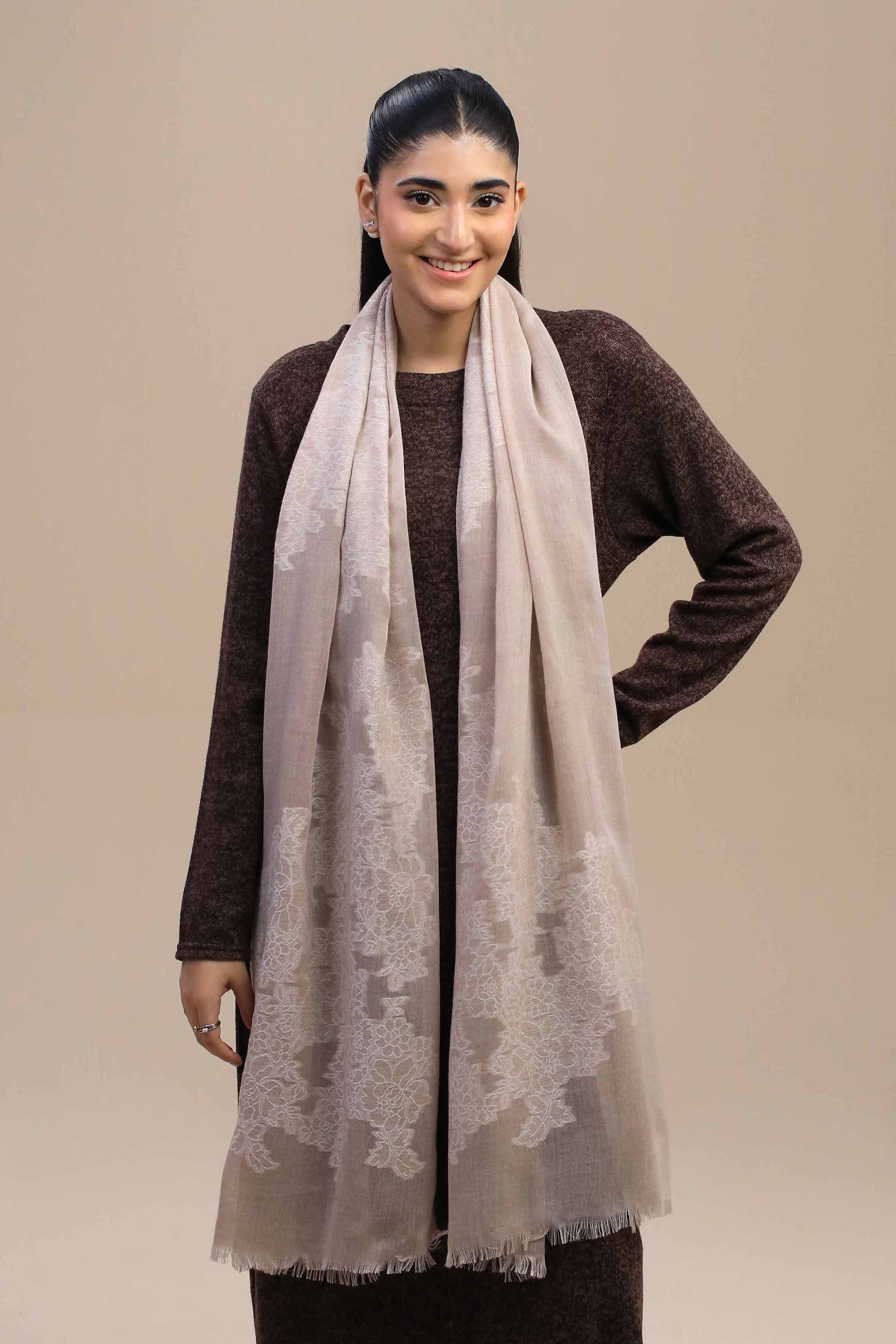 Off White Women Shawl-446762107