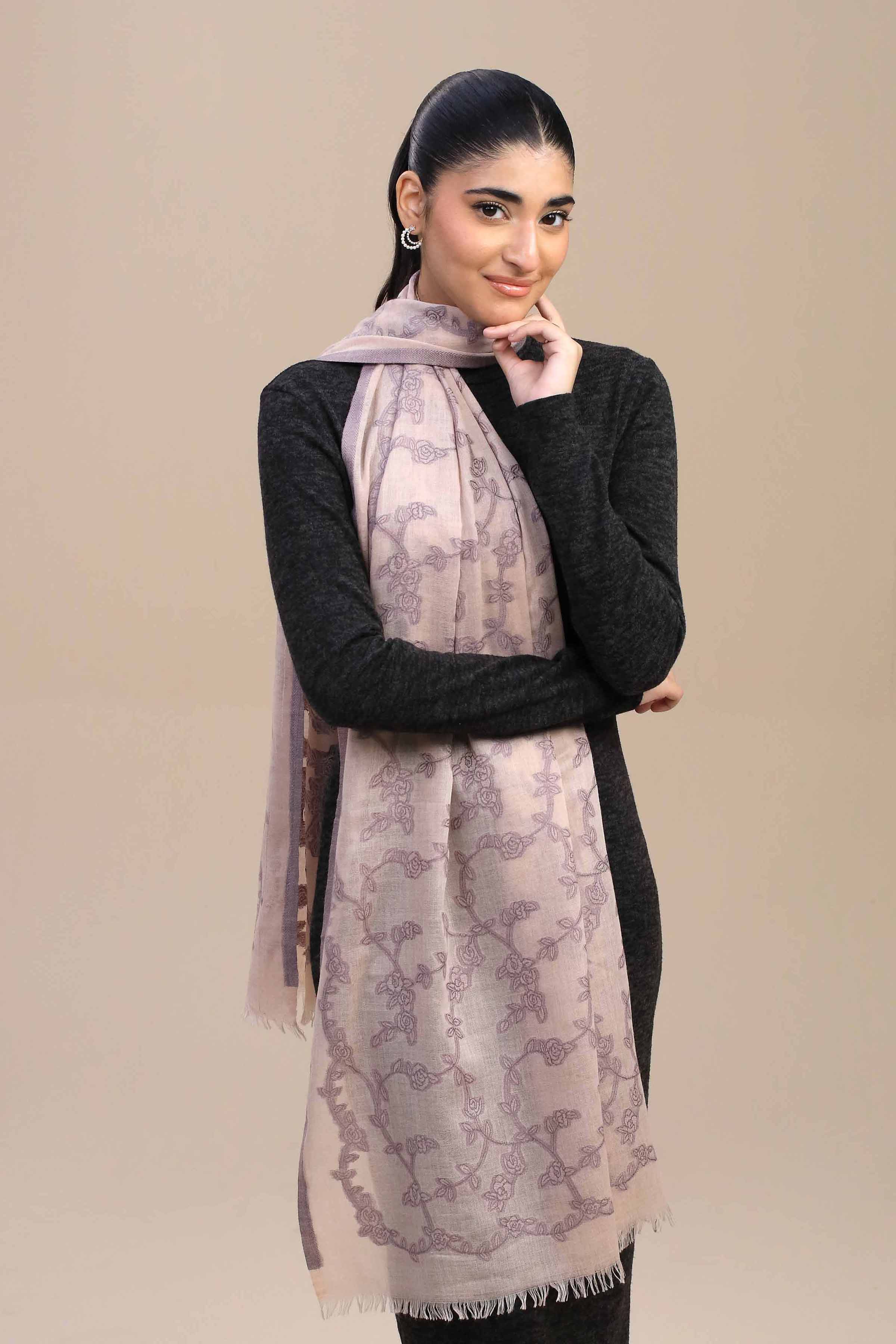 Light Pink Women's Shawl by Nishat Linen – Stylish Winter Wear