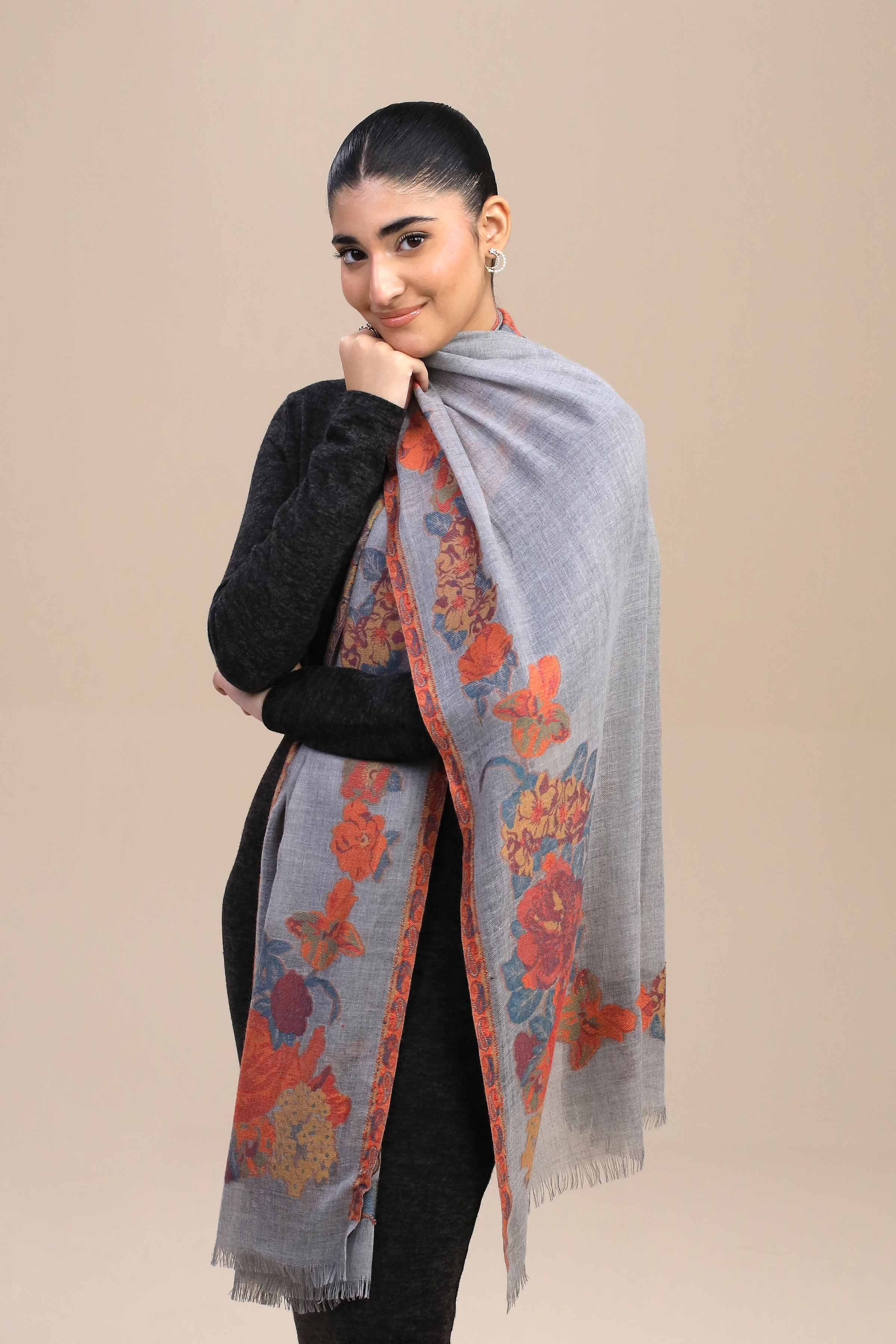 Grey Women's Shawl by Nishat Linen – Stylish Winter Wear