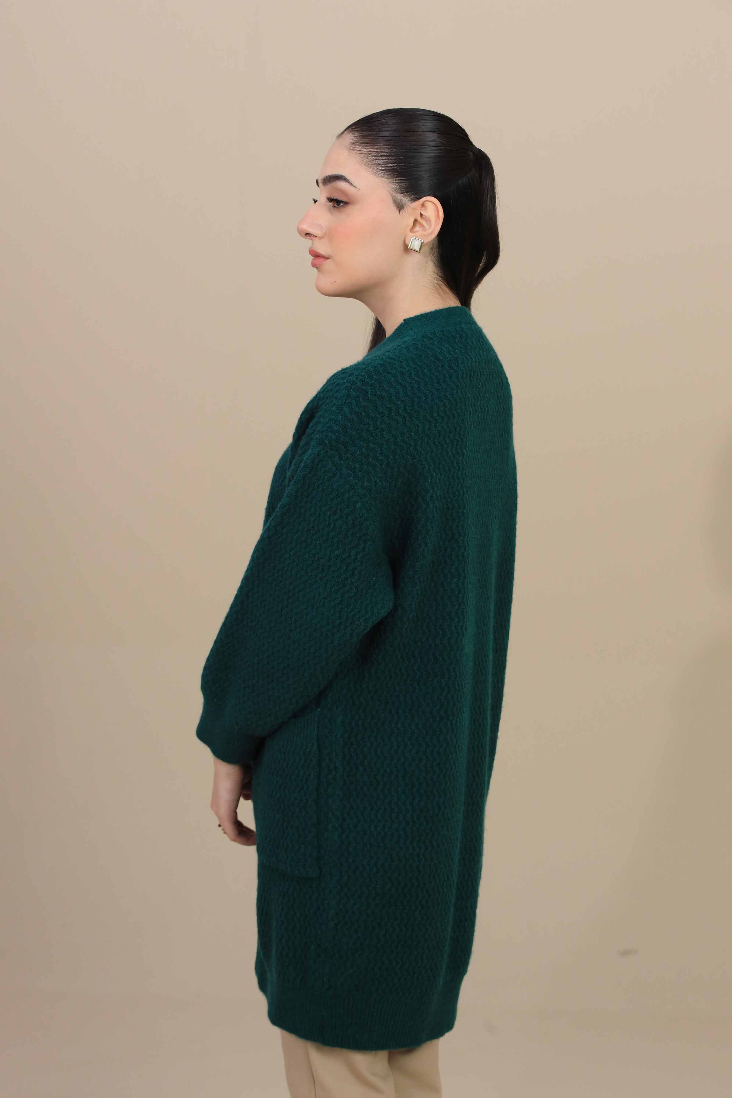 Sea Green Long Sweater-446970104 for Women – Long Sweaters Collection | Nishat | Shop Online