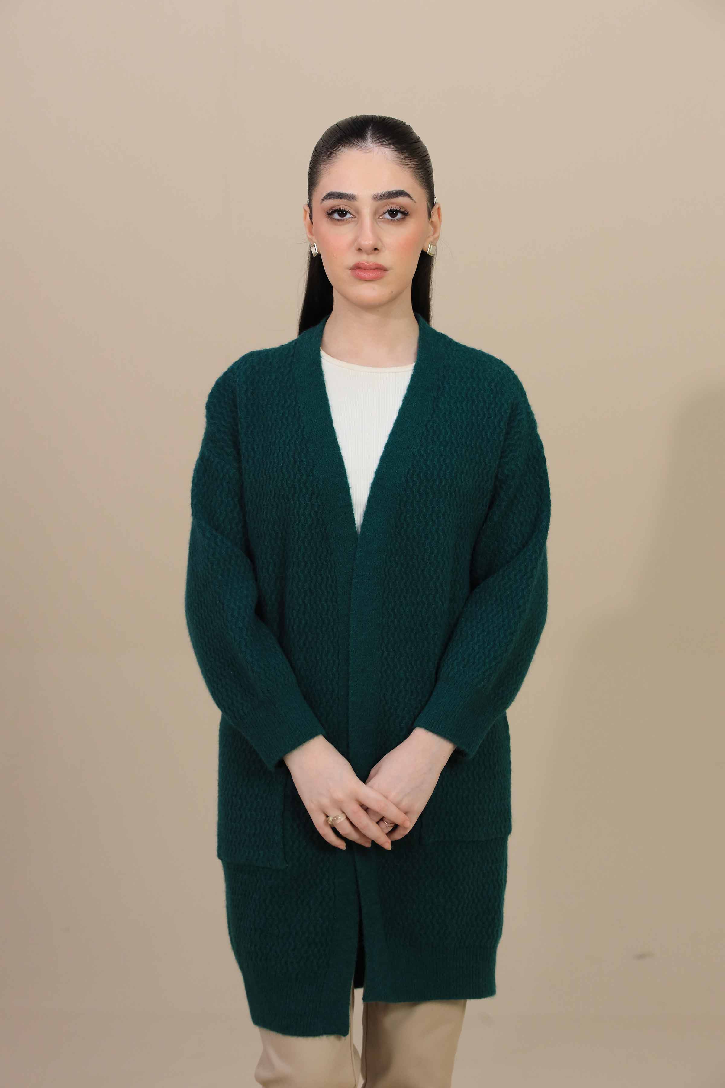 Sea Green Long Sweater-446970104 for Women – Long Sweaters Collection | Nishat | Shop Online