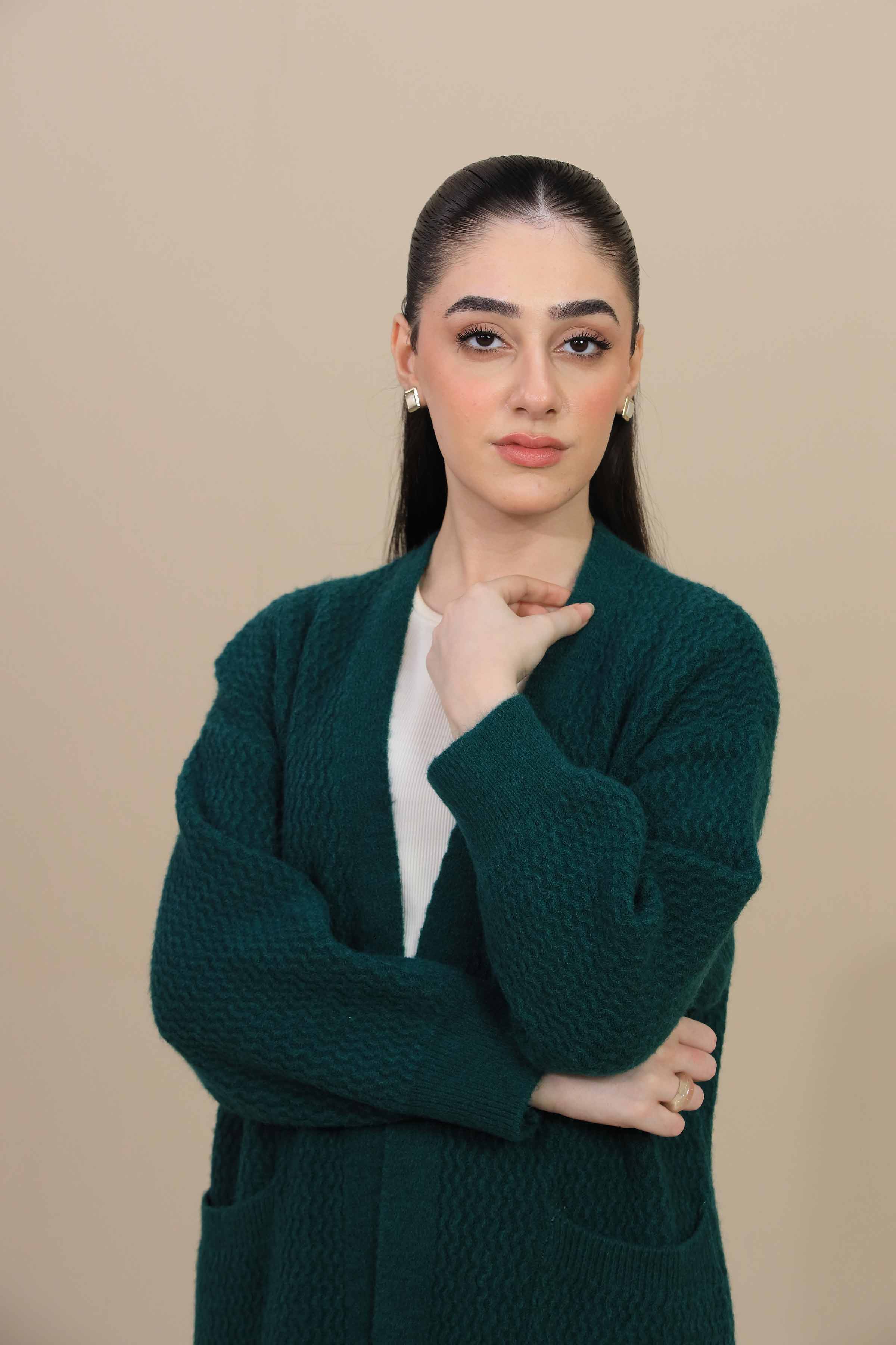 Sea Green Long Sweater-446970104 for Women – Long Sweaters Collection | Nishat | Shop Online