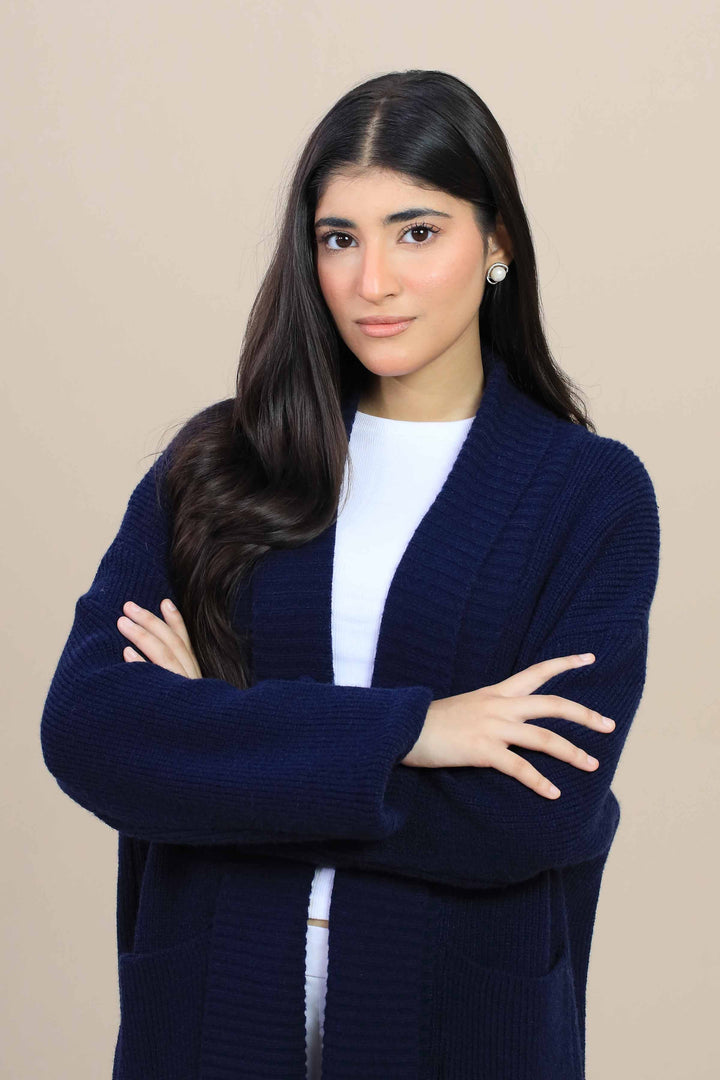 Navy Long Sweater-446980121 for Women – Long Sweaters Collection | Nishat | Shop Online