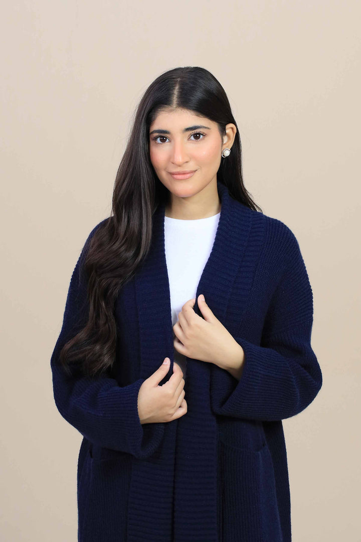 Navy Long Sweater-446980121 for Women – Long Sweaters Collection | Nishat | Shop Online