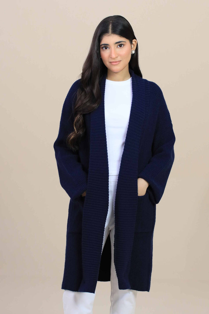 Navy Long Sweater-446980121 for Women – Long Sweaters Collection | Nishat | Shop Online