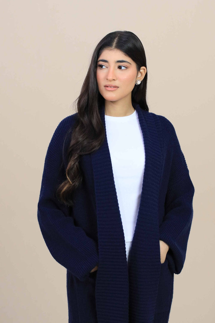 Navy Long Sweater-446980121 for Women – Long Sweaters Collection | Nishat | Shop Online