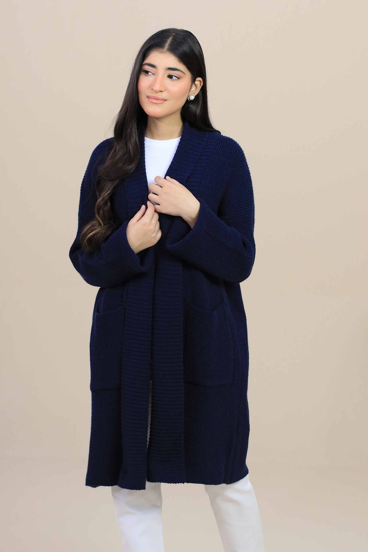 Navy Long Sweater-446980121 for Women – Long Sweaters Collection | Nishat | Shop Online