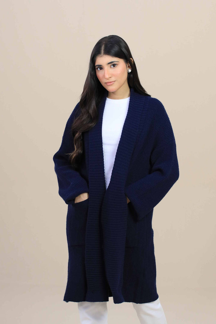 Navy Long Sweater-446980121 for Women – Long Sweaters Collection | Nishat | Shop Online