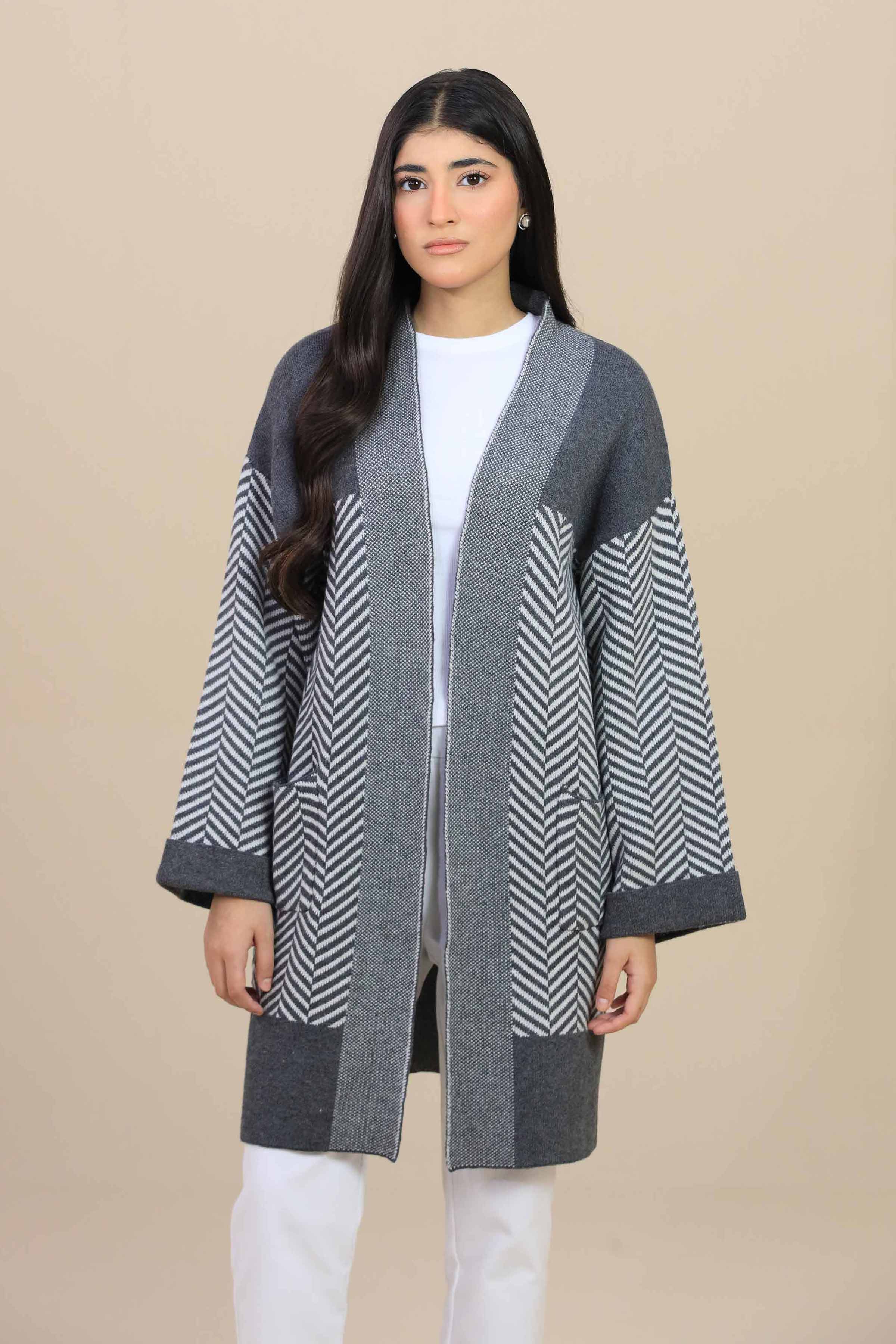 Grey Long Sweater-447000111 for Women – Long Sweaters Collection | Nishat | Shop Online