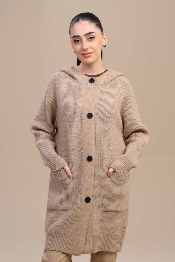 Beige Long Sweater-447030118 for Women – Long Sweaters Collection | Nishat | Shop Online