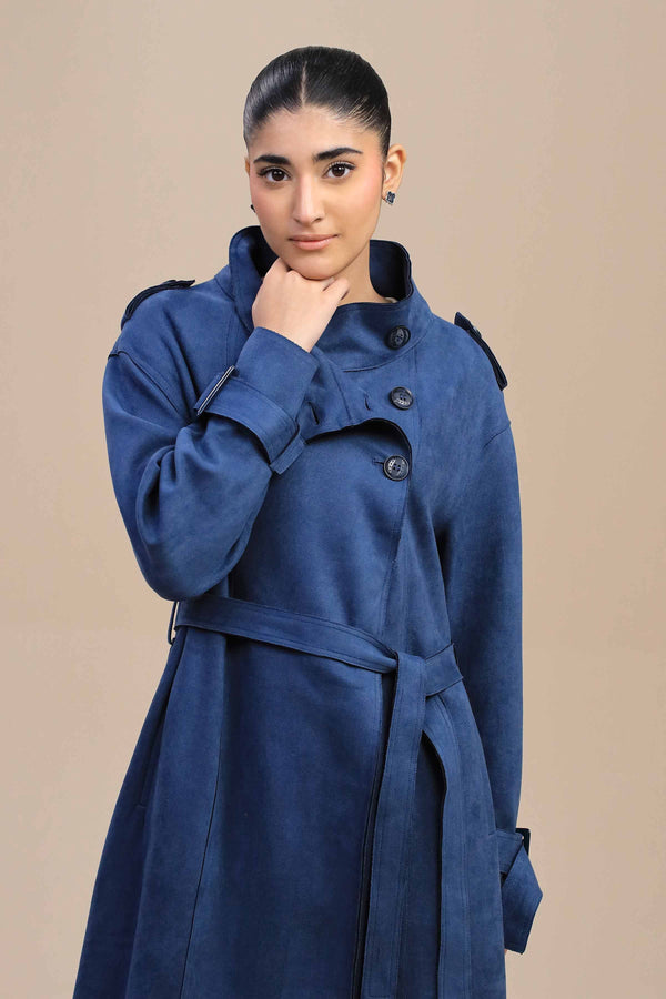 Blue Long Coat-447130108  for Women – Long Coat Collection | Nishat | Shop Online