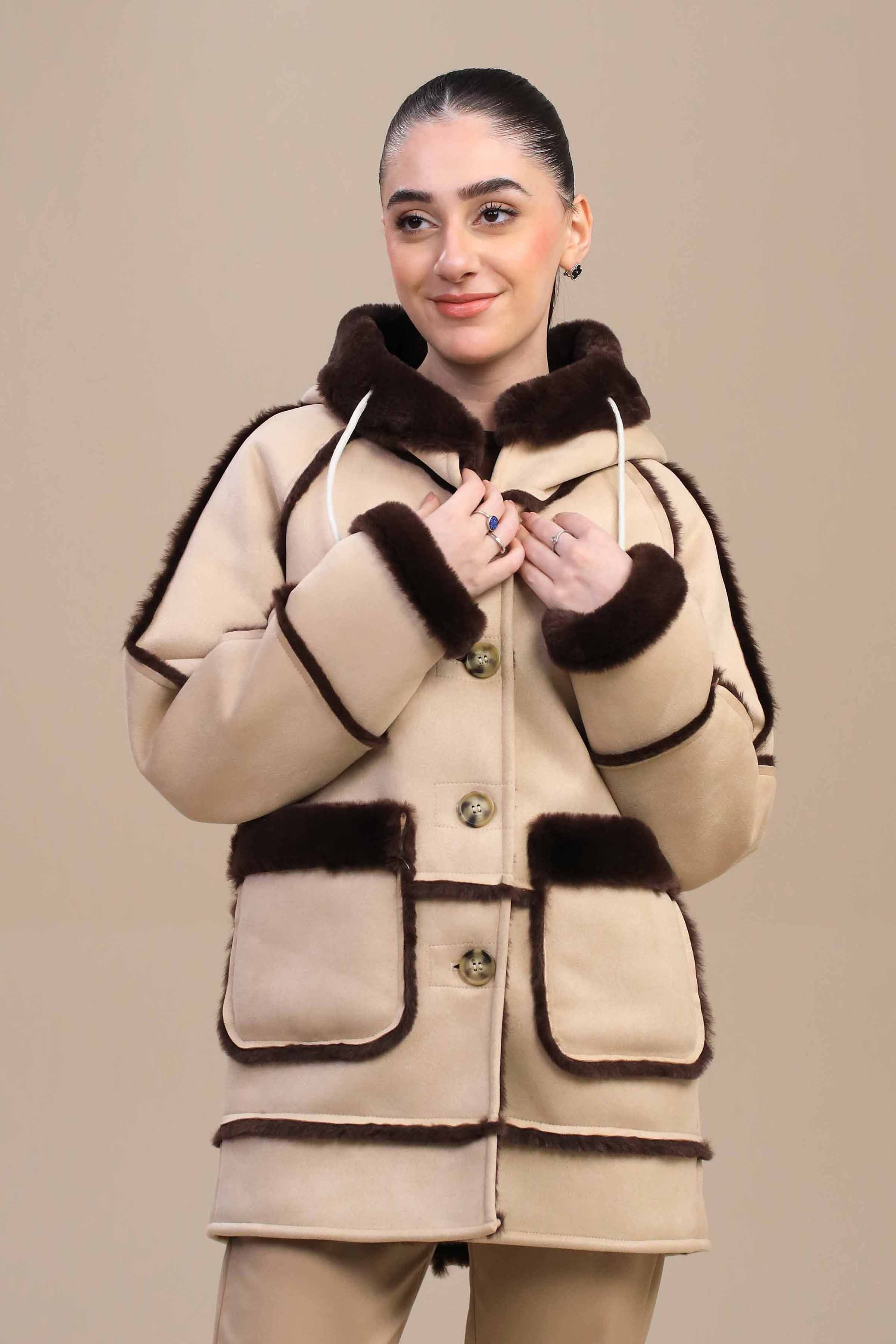 Light Brown Long Coat-447160113  for Women – Long Coat Collection | Nishat | Shop Online