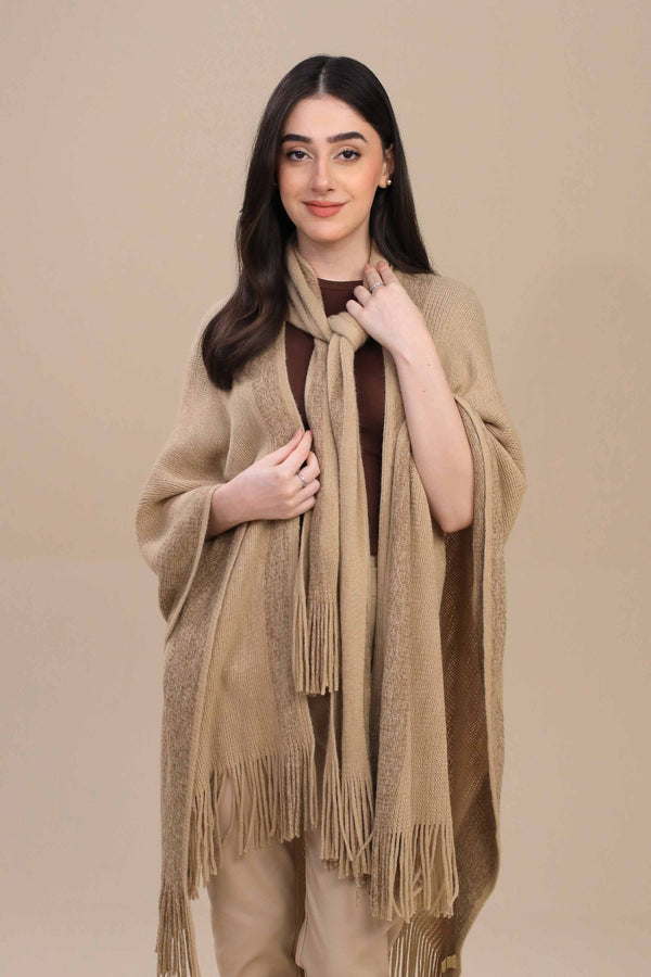Khaki Cape Shawl-447232130  for Women – Women Shawl Collection | Nishat | Shop Online