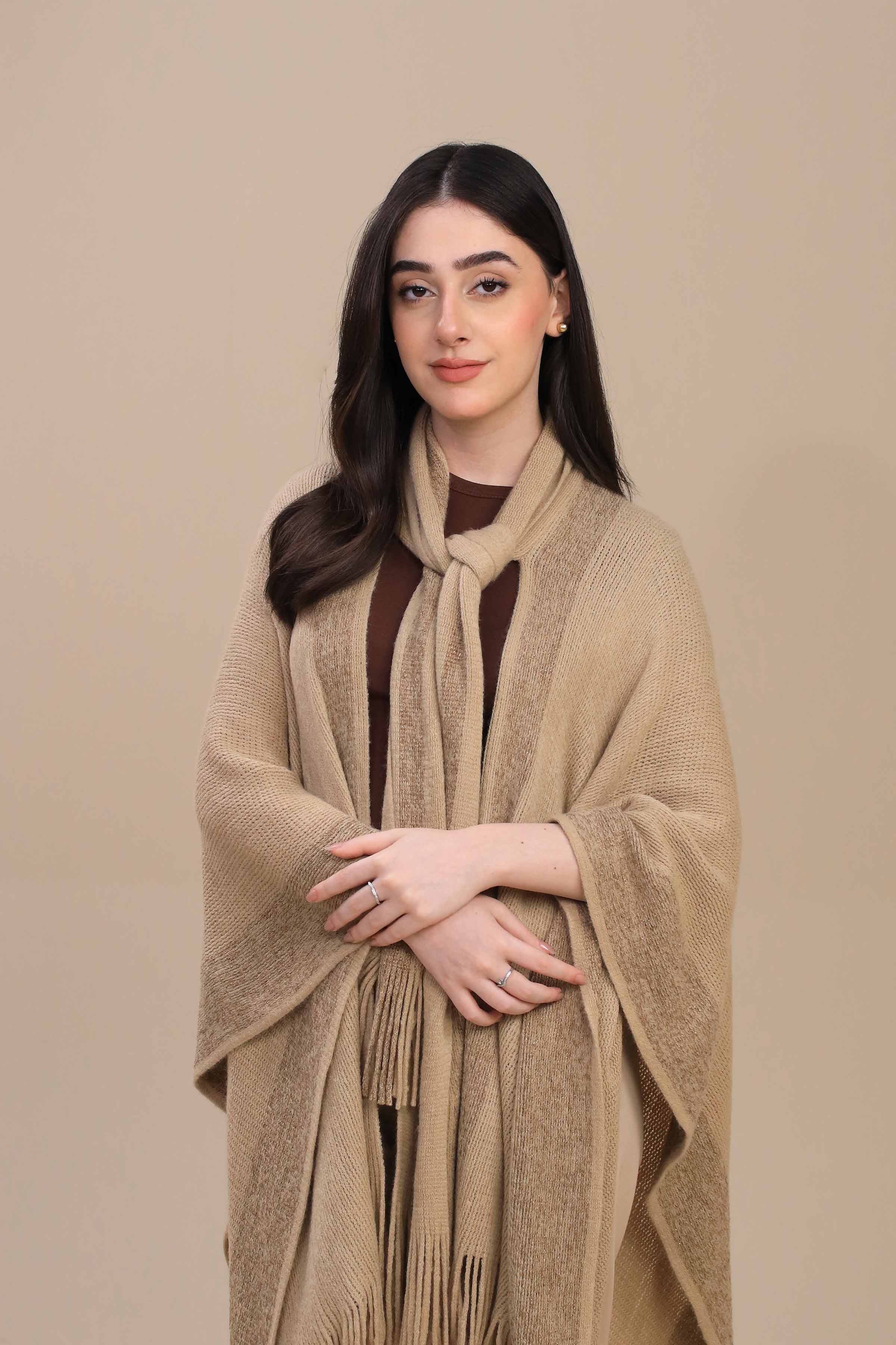 Khaki Cape Shawl-447232130  for Women – Women Shawl Collection | Nishat | Shop Online