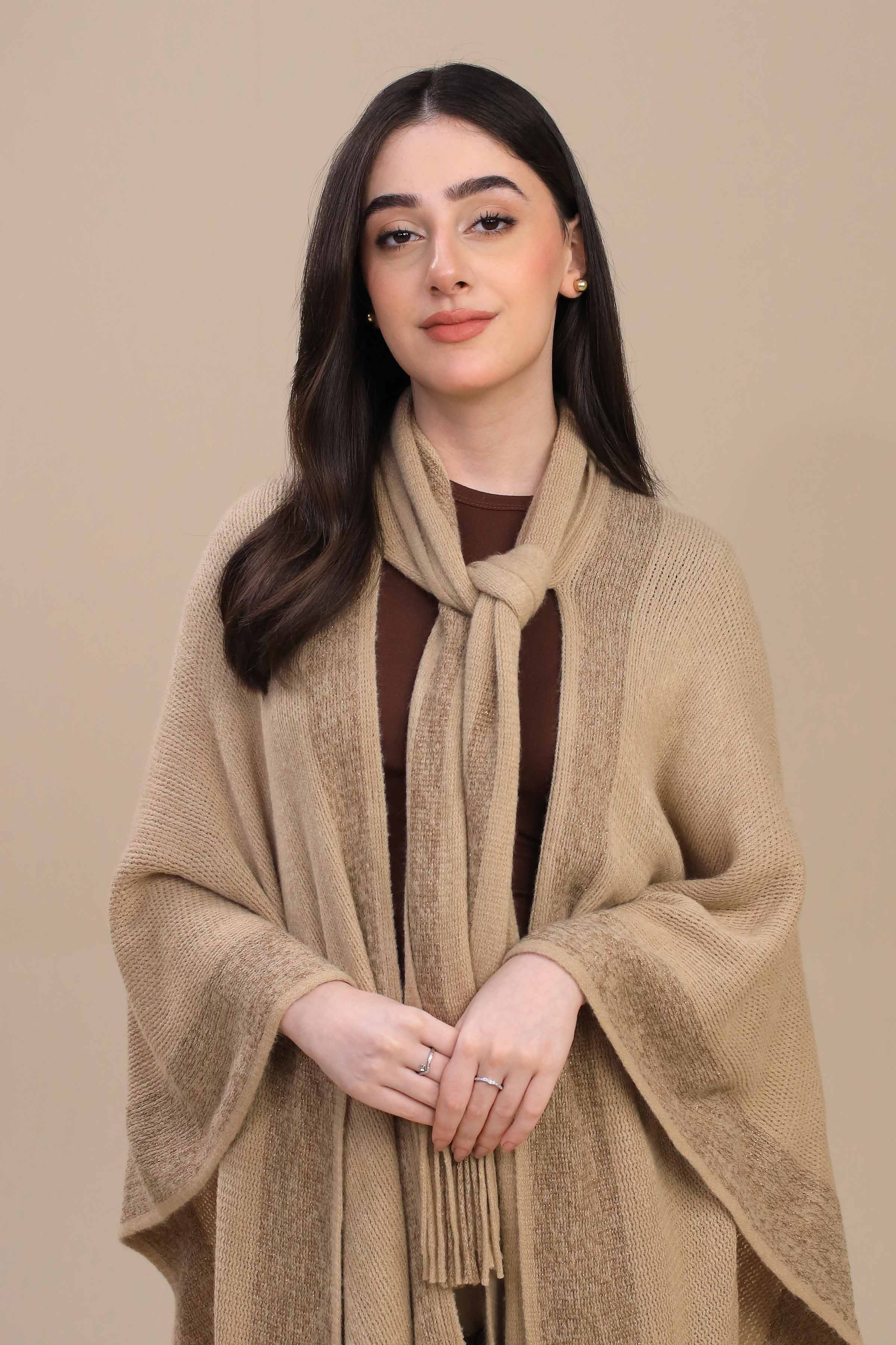 Khaki Cape Shawl-447232130  for Women – Women Shawl Collection | Nishat | Shop Online