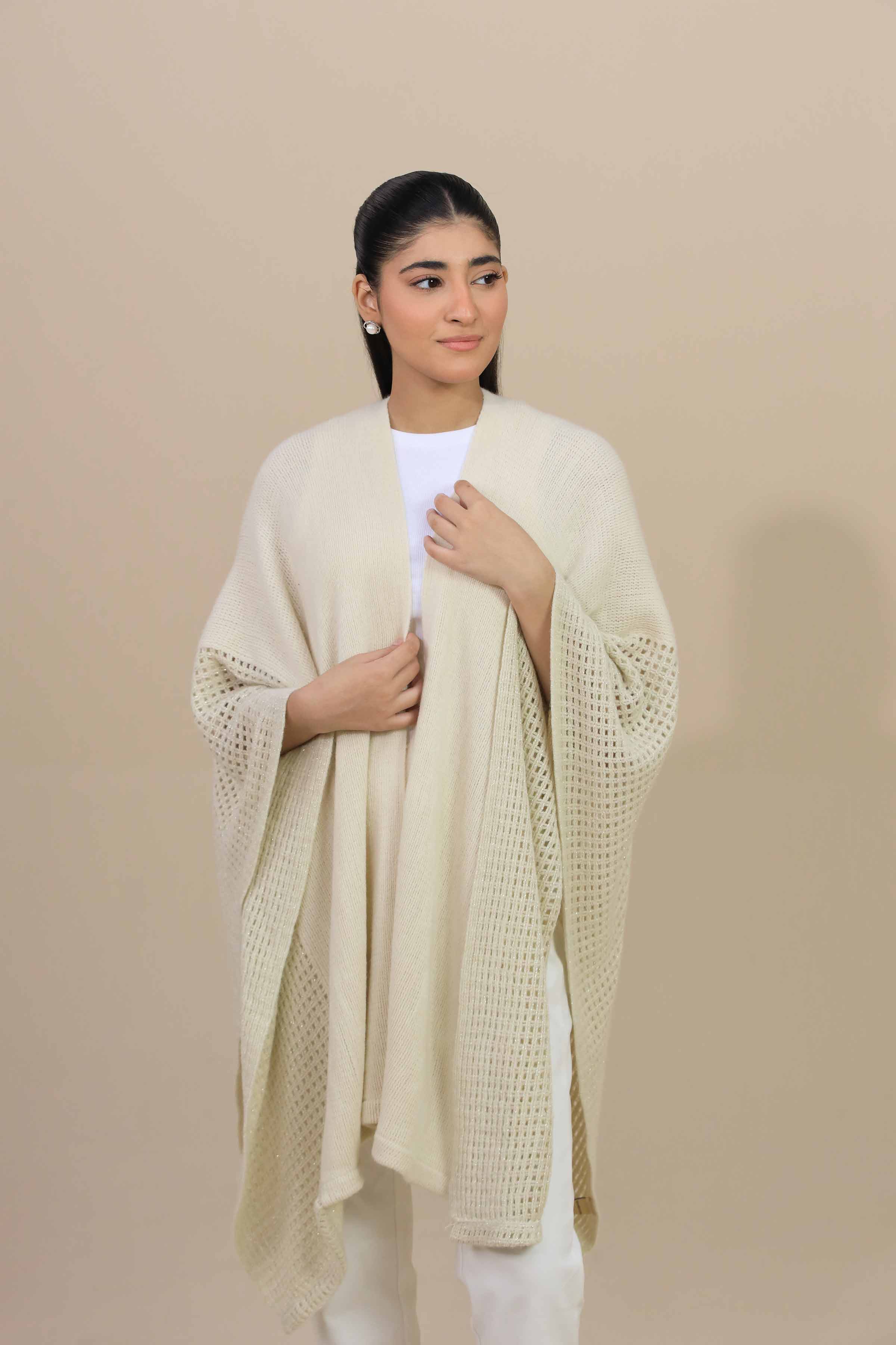Off White Cape Shawl-447242107  for Women – Women Shawl Collection | Nishat | Shop Online