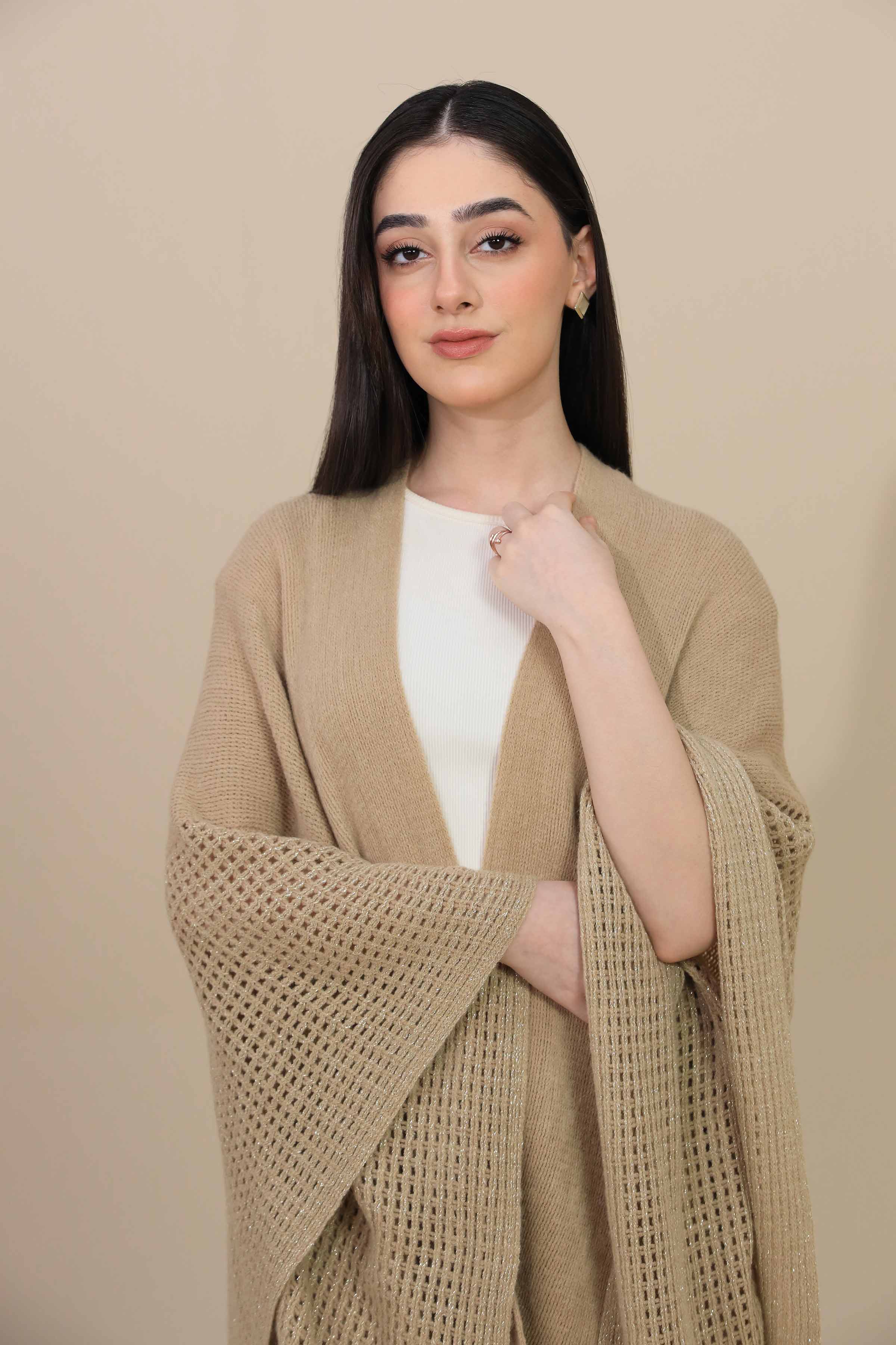 Khaki Cape Shawl-447242130  for Women – Women Shawl Collection | Nishat | Shop Online