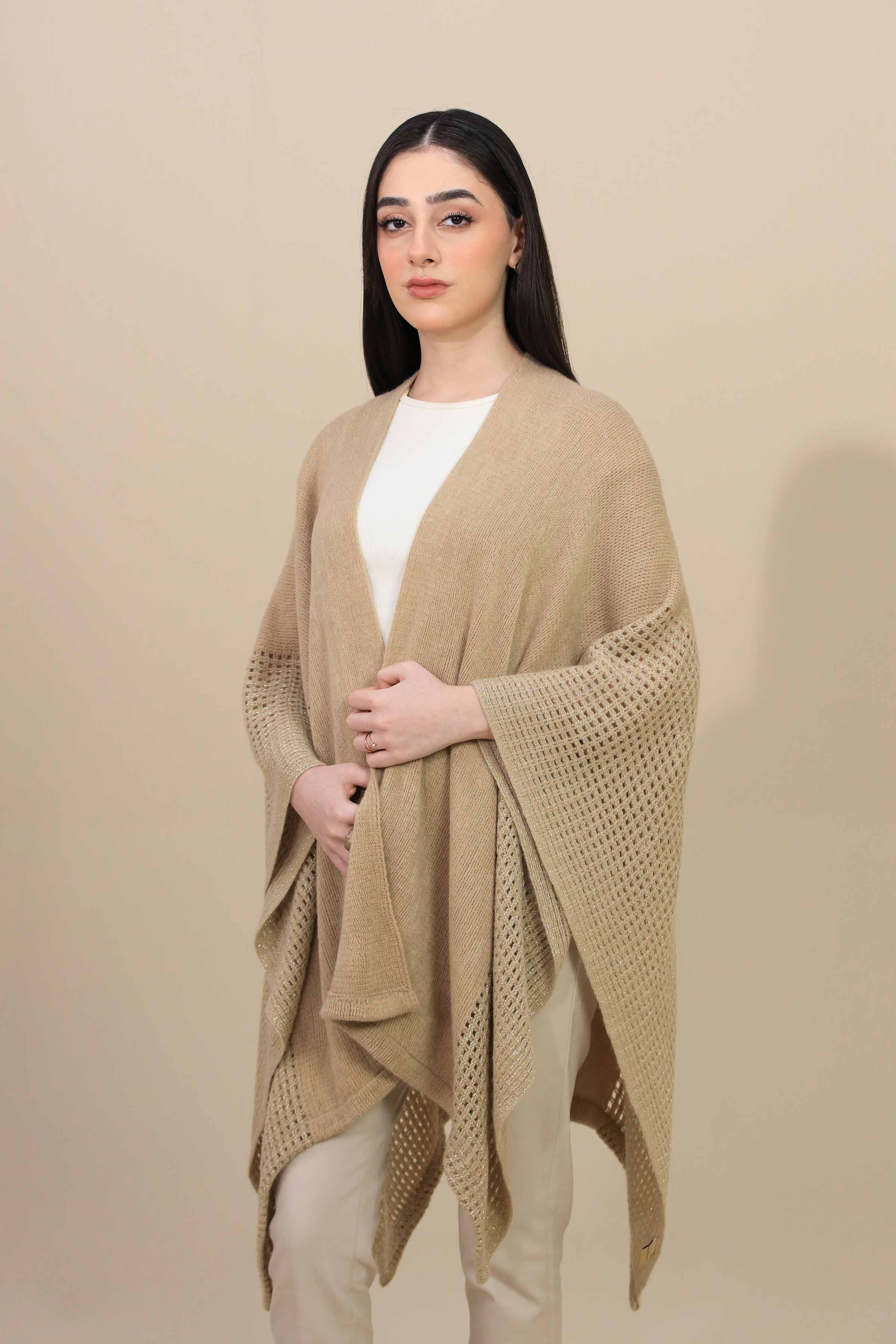 Khaki Cape Shawl-447242130  for Women – Women Shawl Collection | Nishat | Shop Online