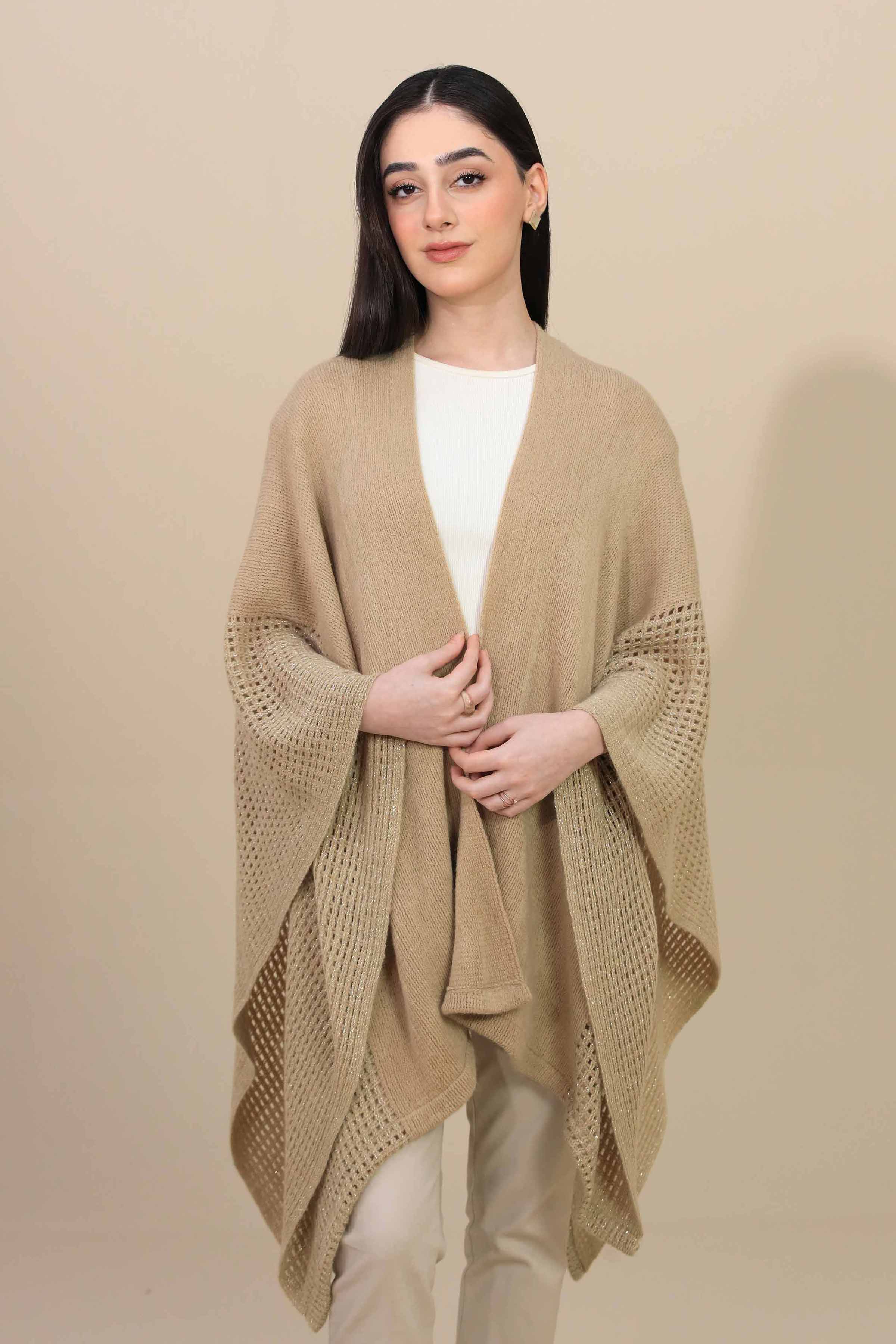 Khaki Cape Shawl-447242130  for Women – Women Shawl Collection | Nishat | Shop Online