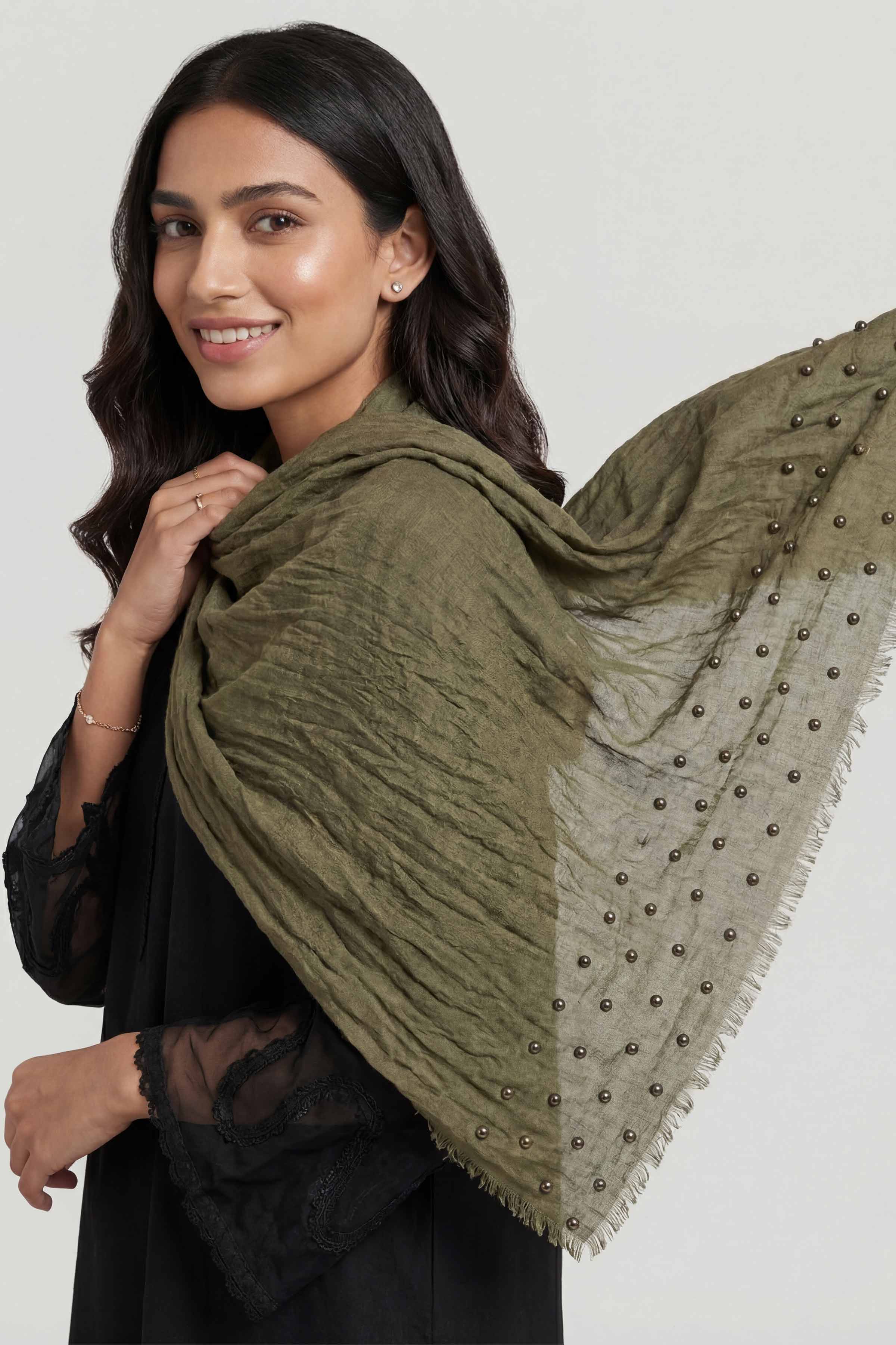 Dark Green Women Scarf-447362120