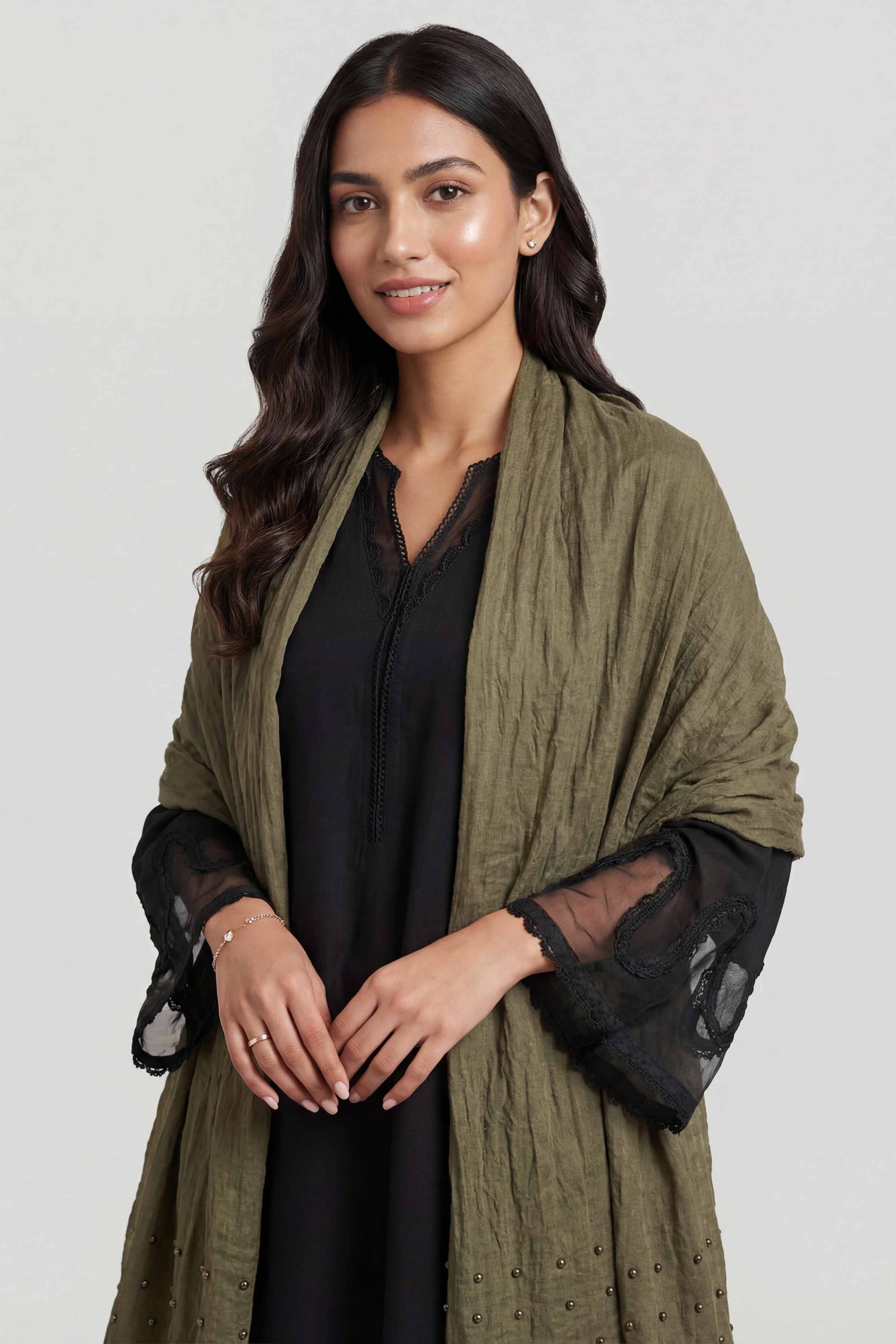 Dark Green Women Scarf-447362120