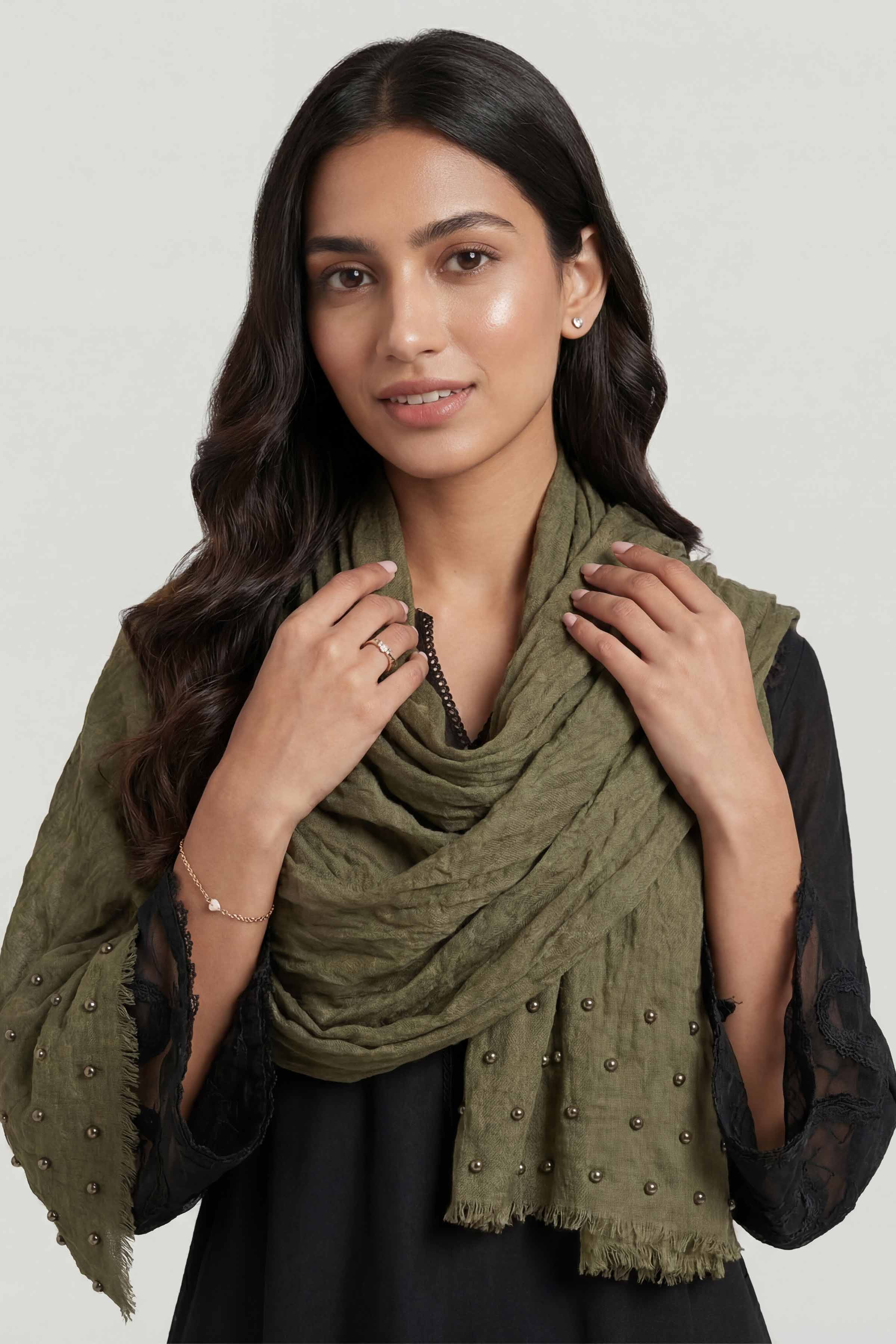 Dark Green Women Scarf-447362120