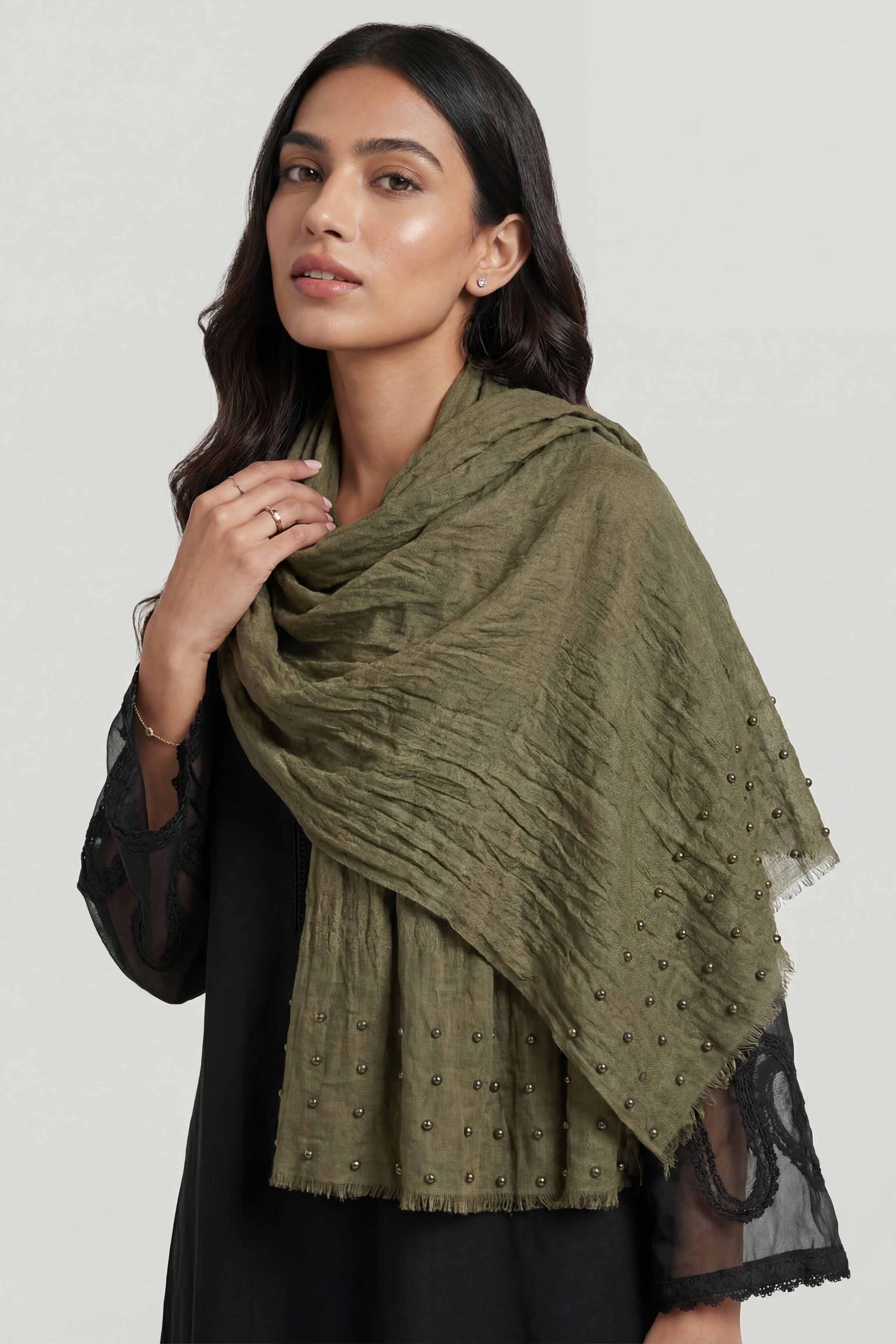 Dark Green Women Scarf-447362120