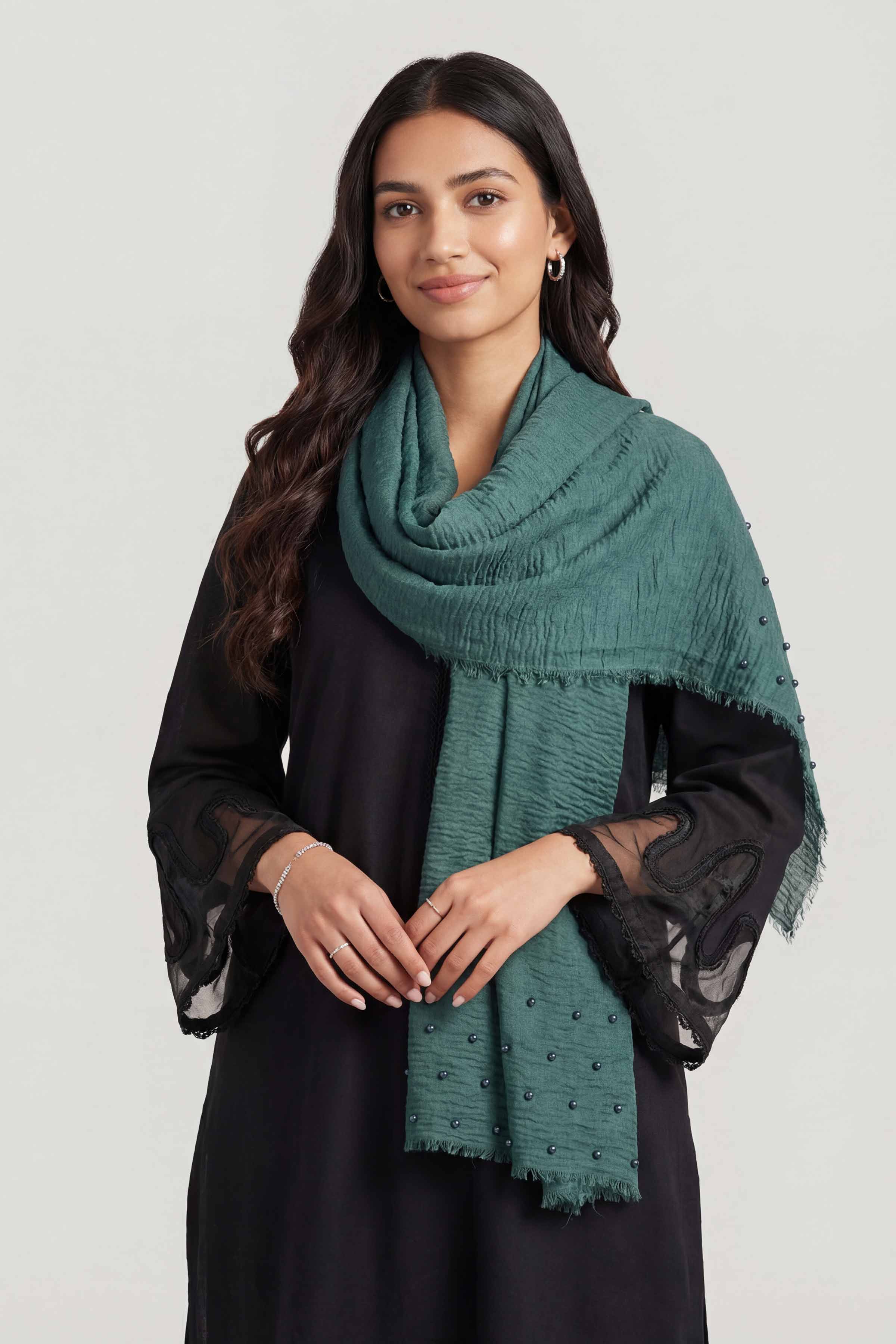 Green Women Scarf-447372104