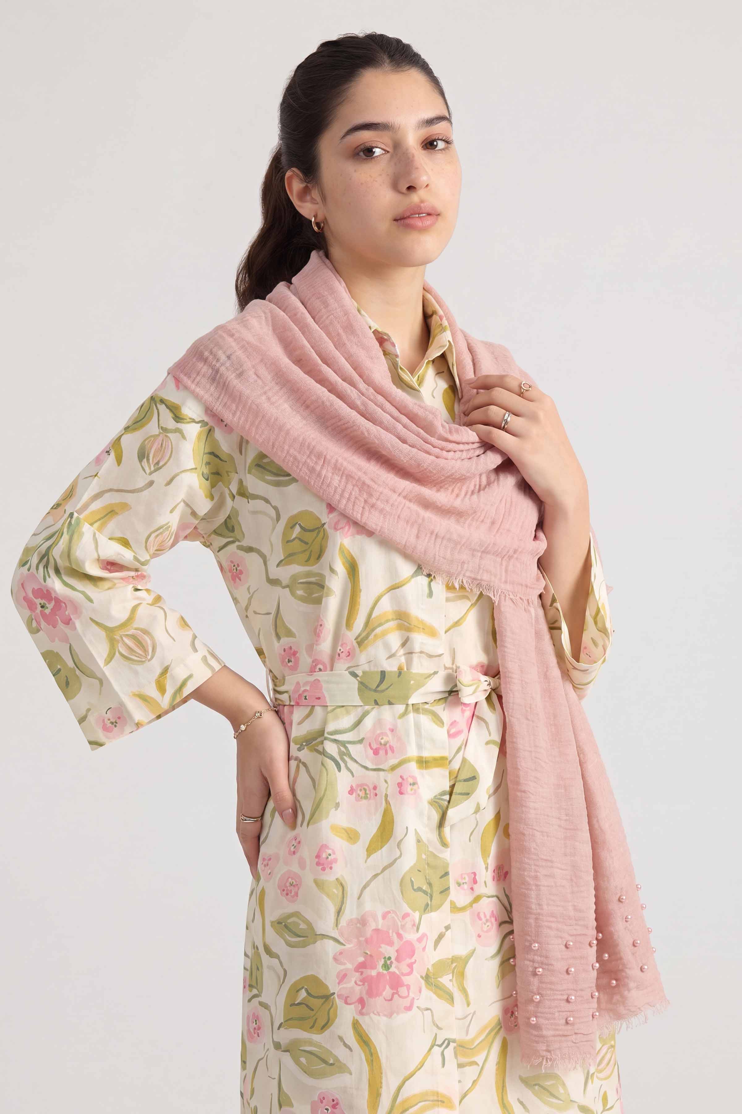 Pink Women Scarf-447372105