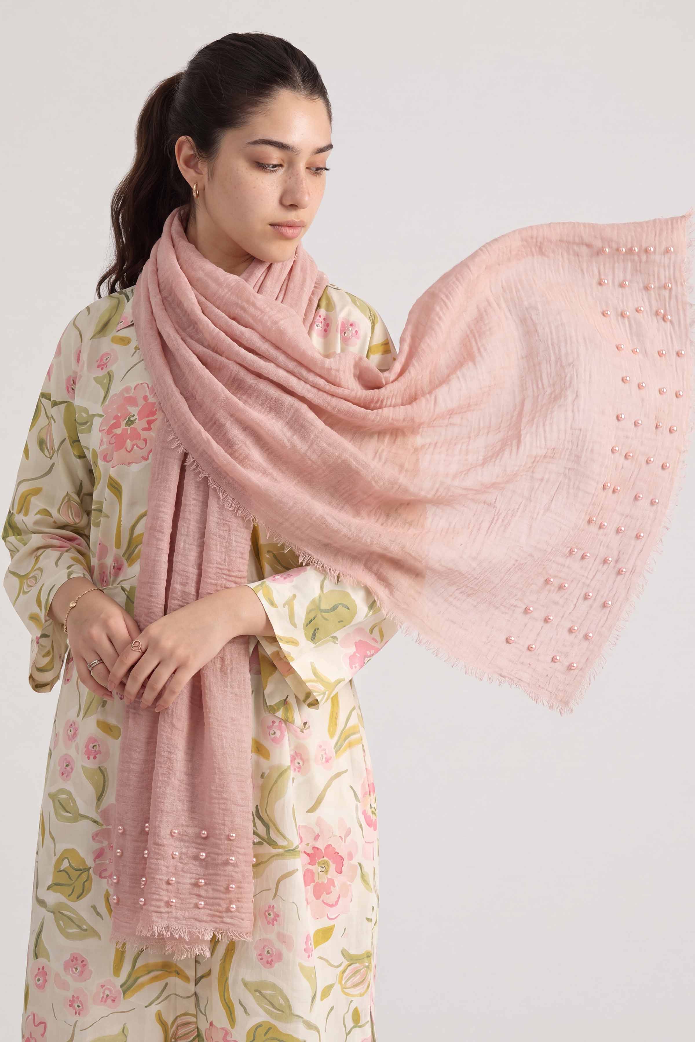 Pink Women Scarf-447372105
