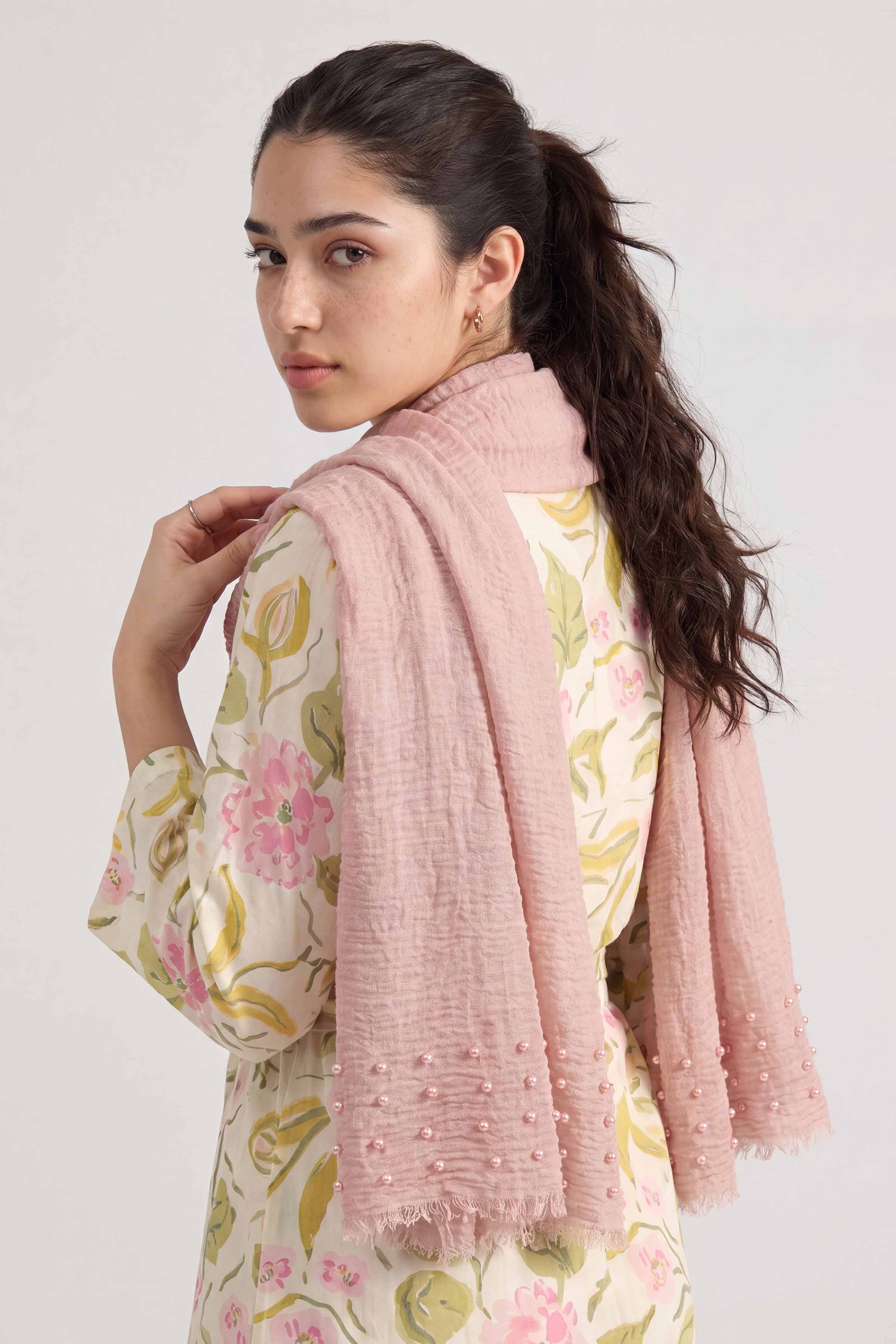 Pink Women Scarf-447372105