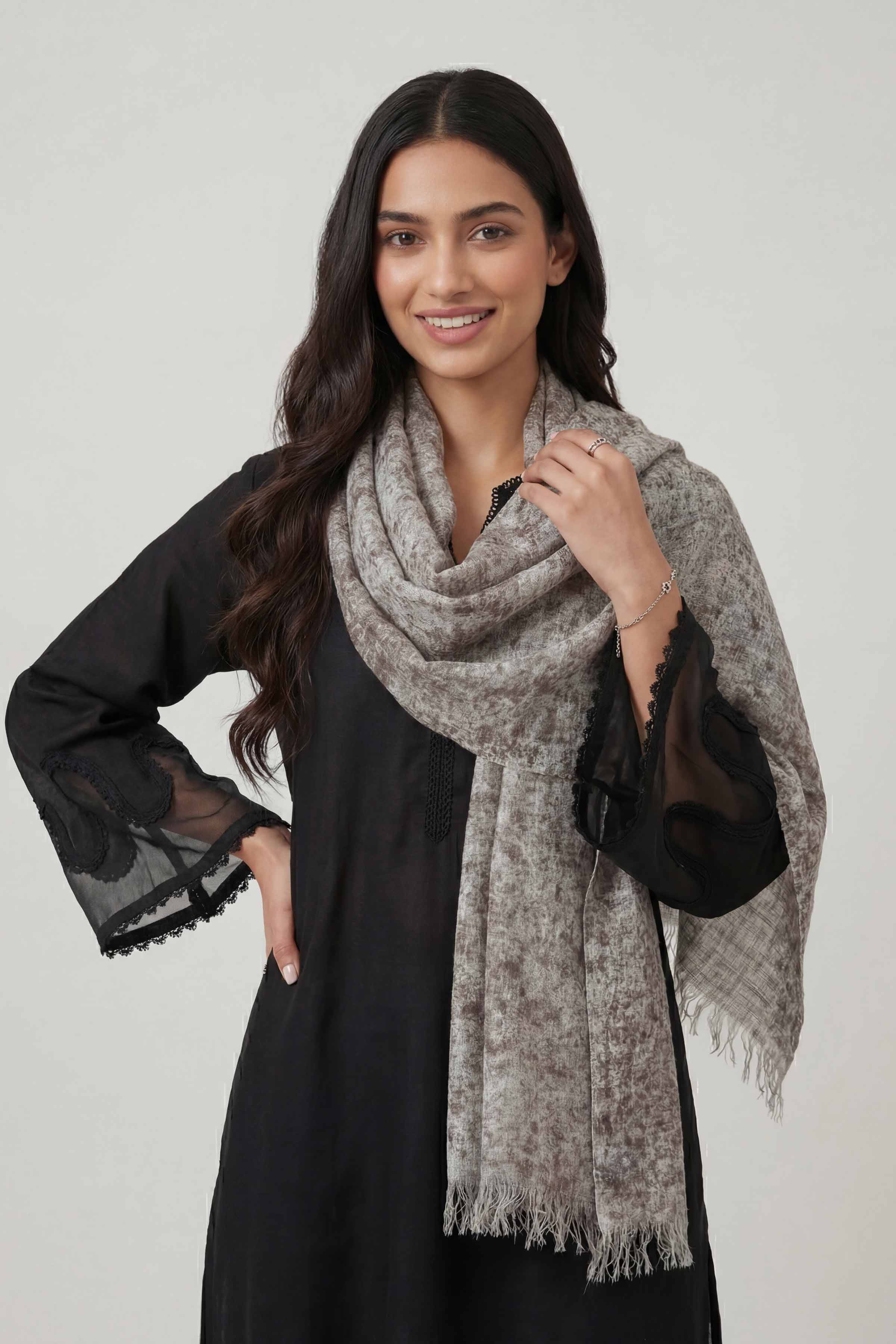 Grey Women Scarf-447412111