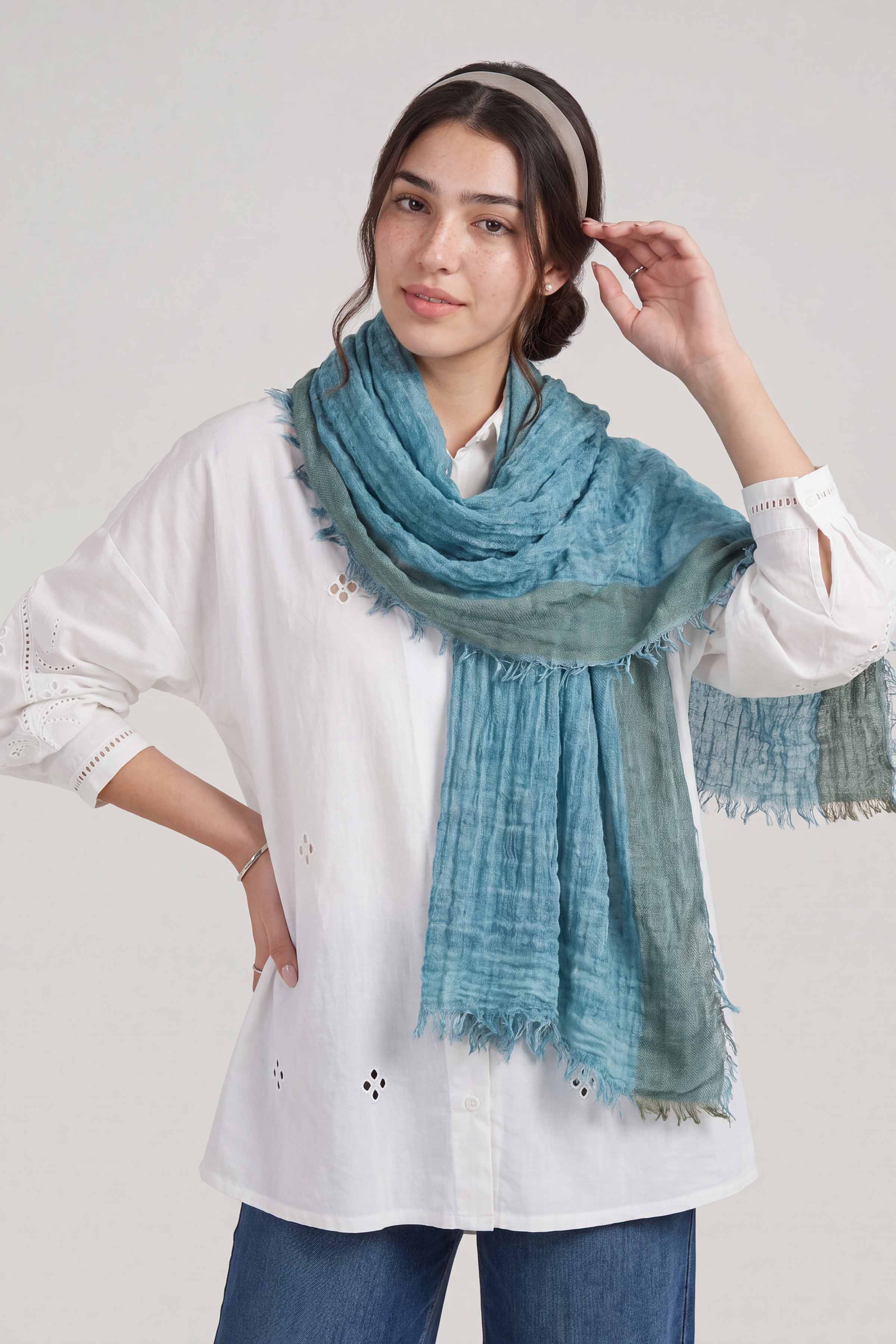 Light Blue Women Scarf-447432108