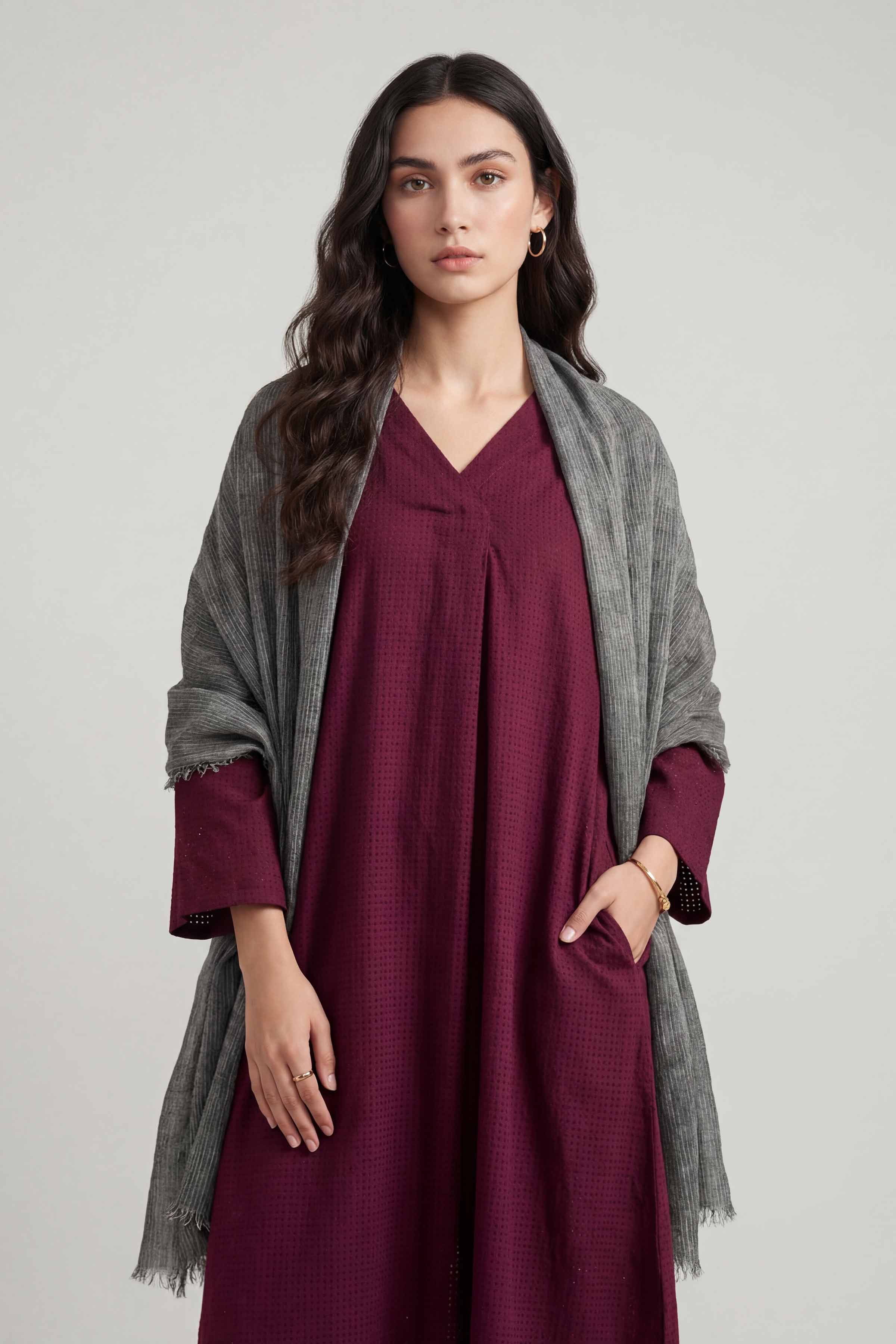 Grey Women Scarf-447442111