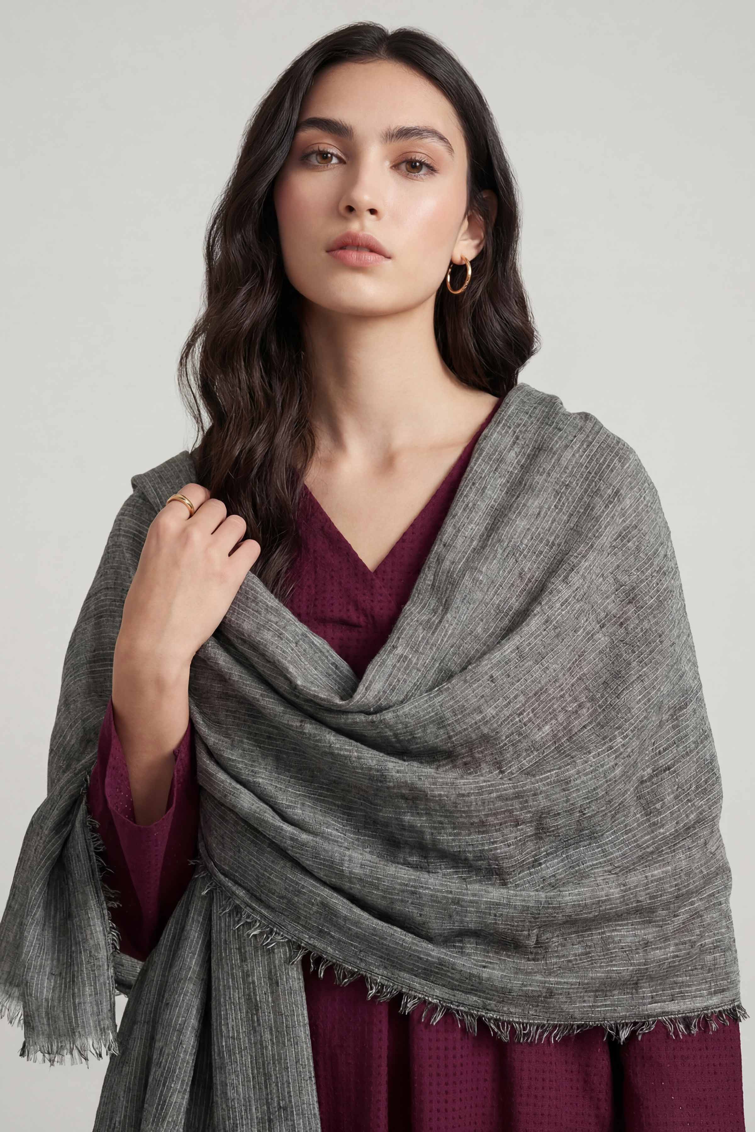 Grey Women Scarf-447442111