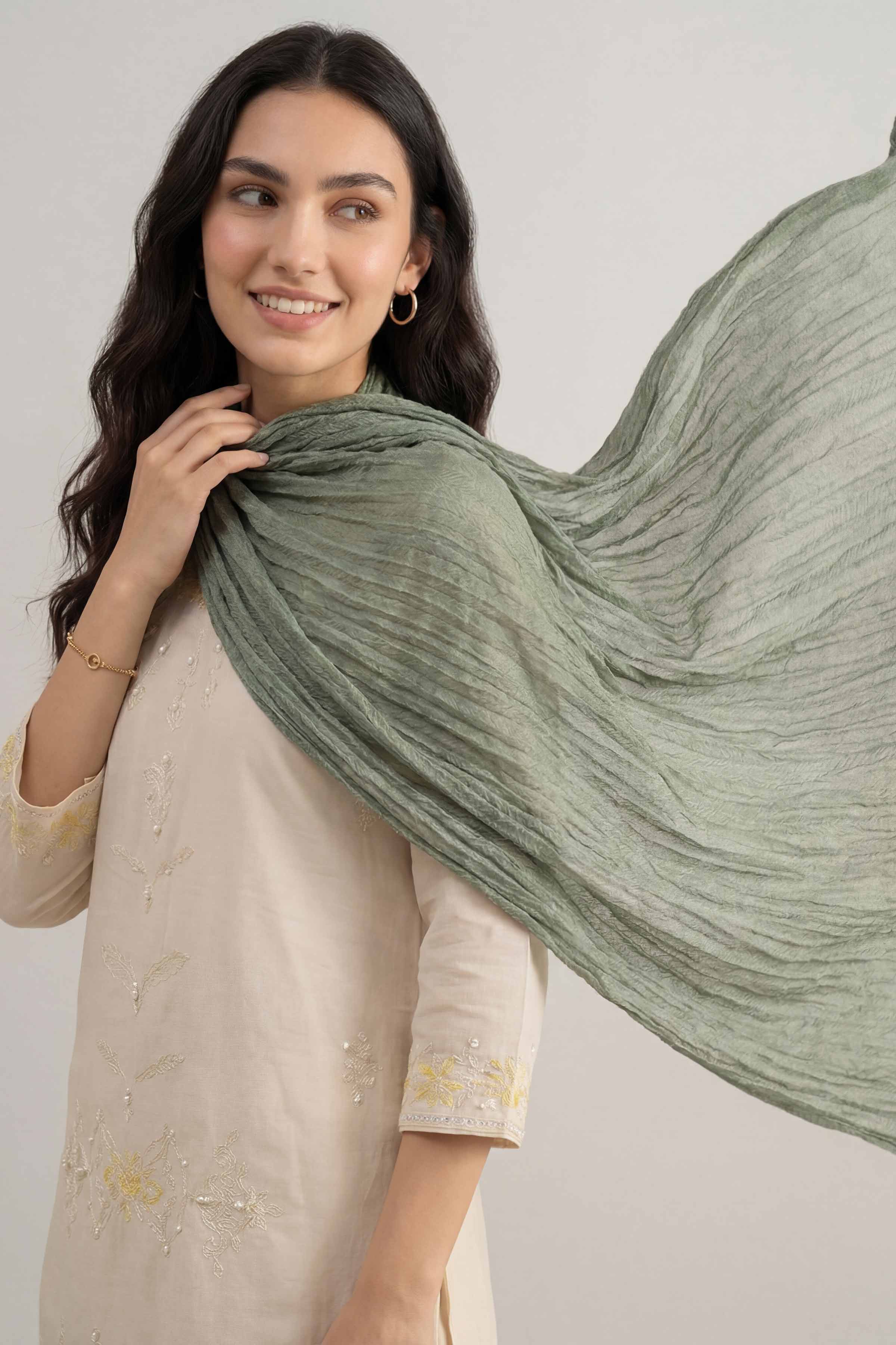 Green Women Scarf-447462104