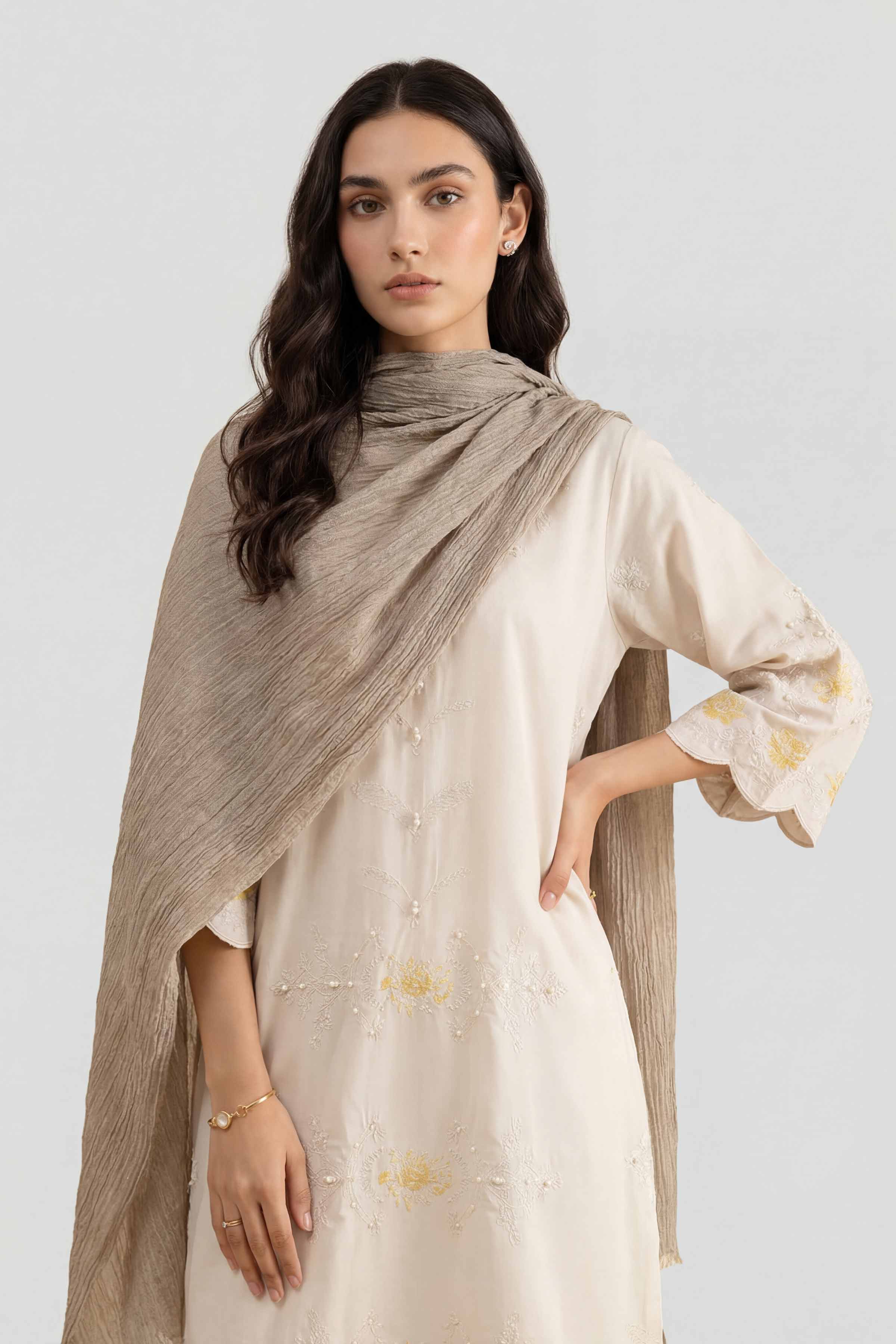 Beige Women Scarf-447462118