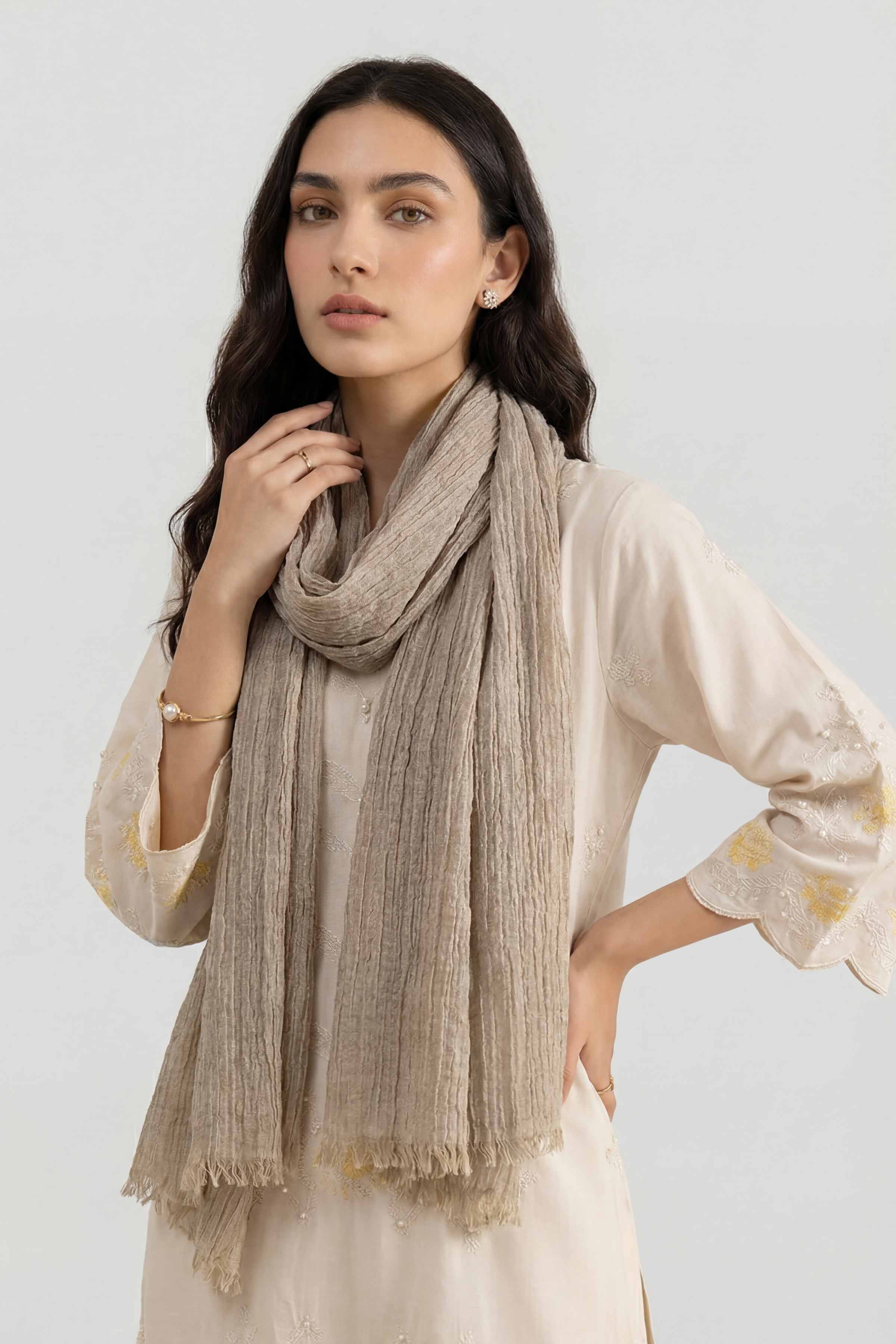 Beige Women Scarf-447462118