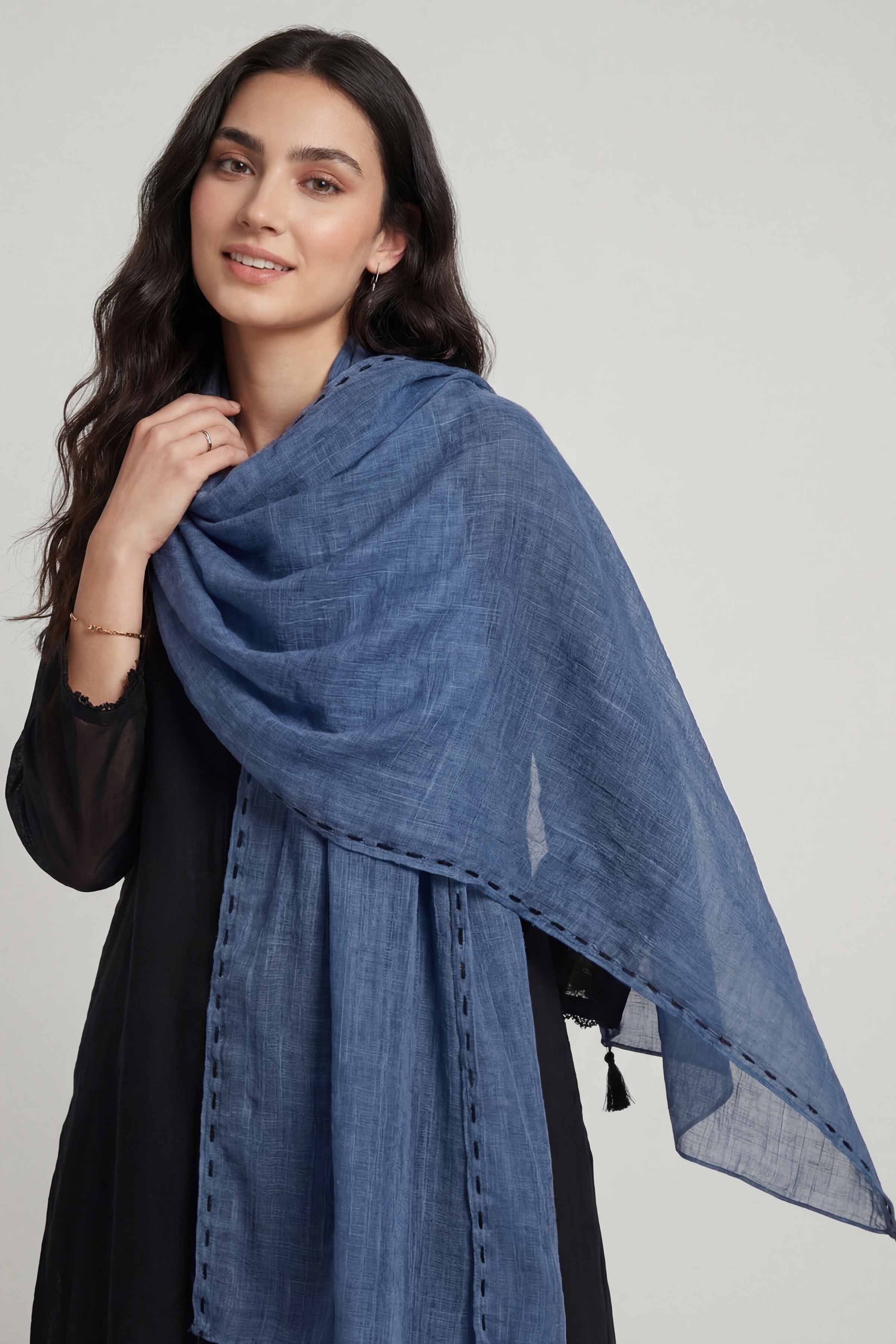 Blue Women Scarf-447482108