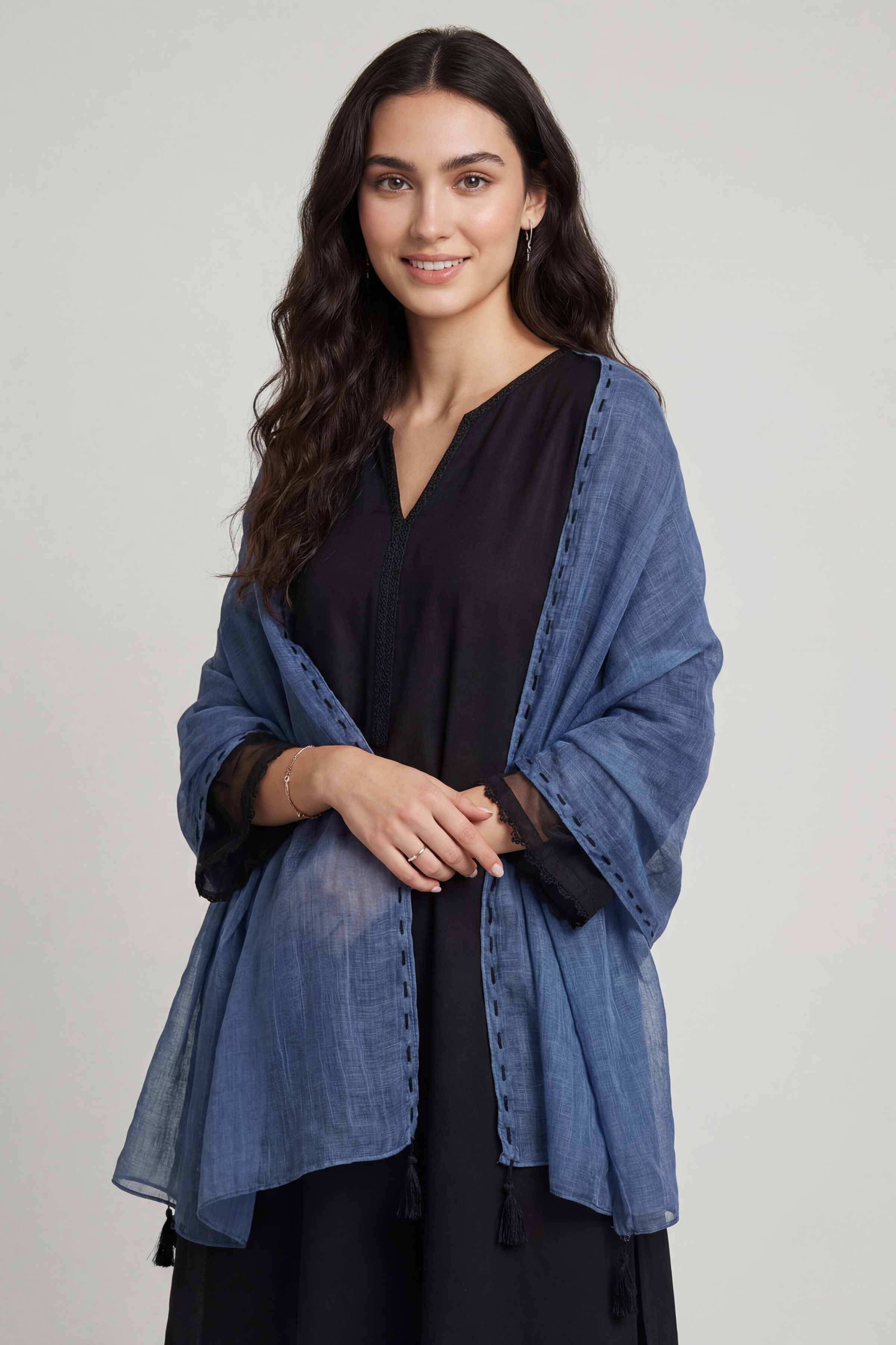 Blue Women Scarf-447482108