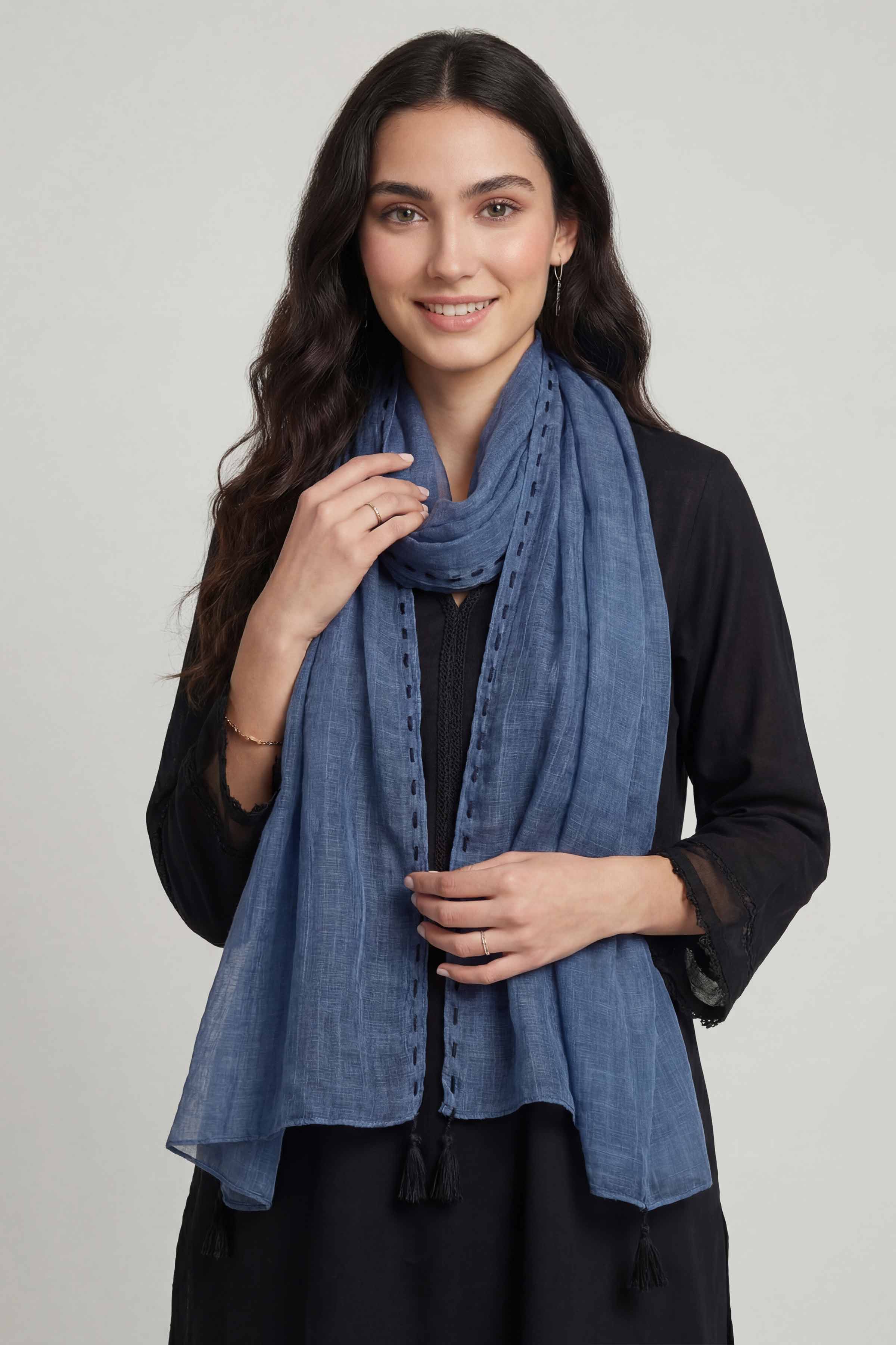 Blue Women Scarf-447482108